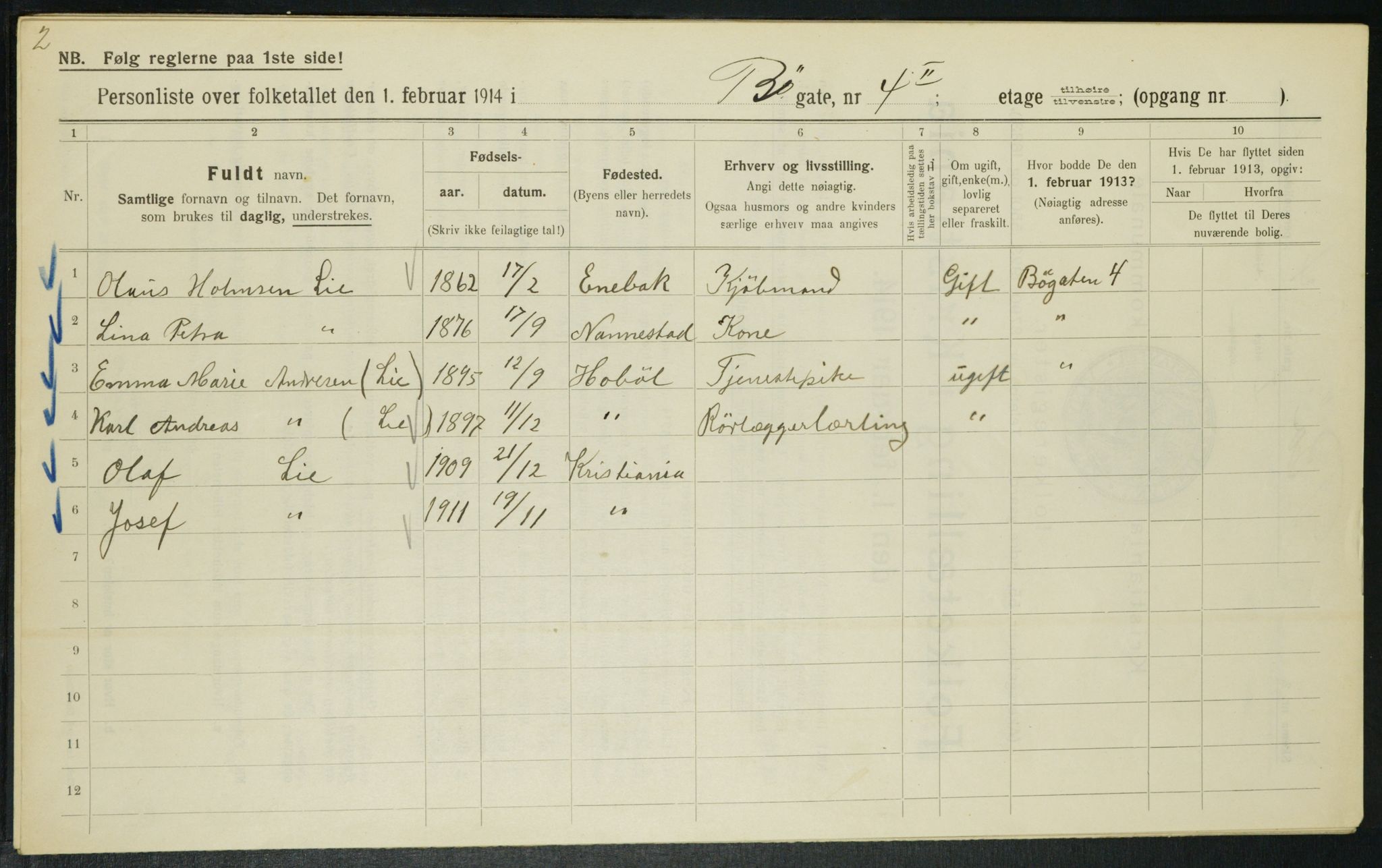 OBA, Municipal Census 1914 for Kristiania, 1914, p. 11280