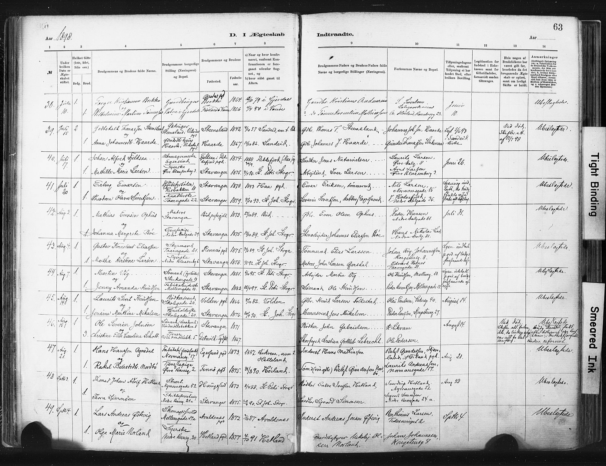 St. Johannes sokneprestkontor, AV/SAST-A-101814/001/30/30BA/L0003: Parish register (official) no. A 3, 1885-1910, p. 63