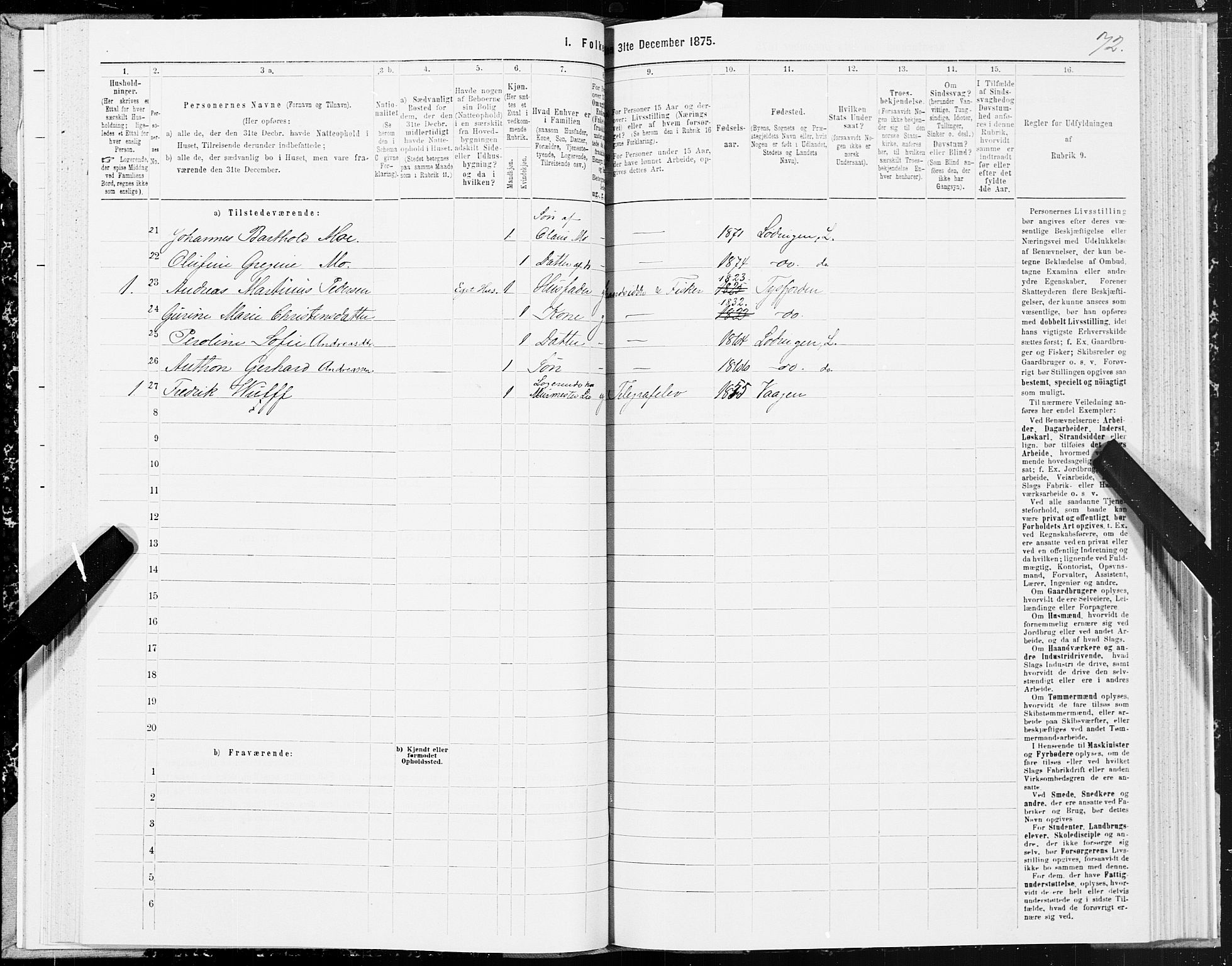 SAT, 1875 census for 1851P Lødingen, 1875, p. 2072