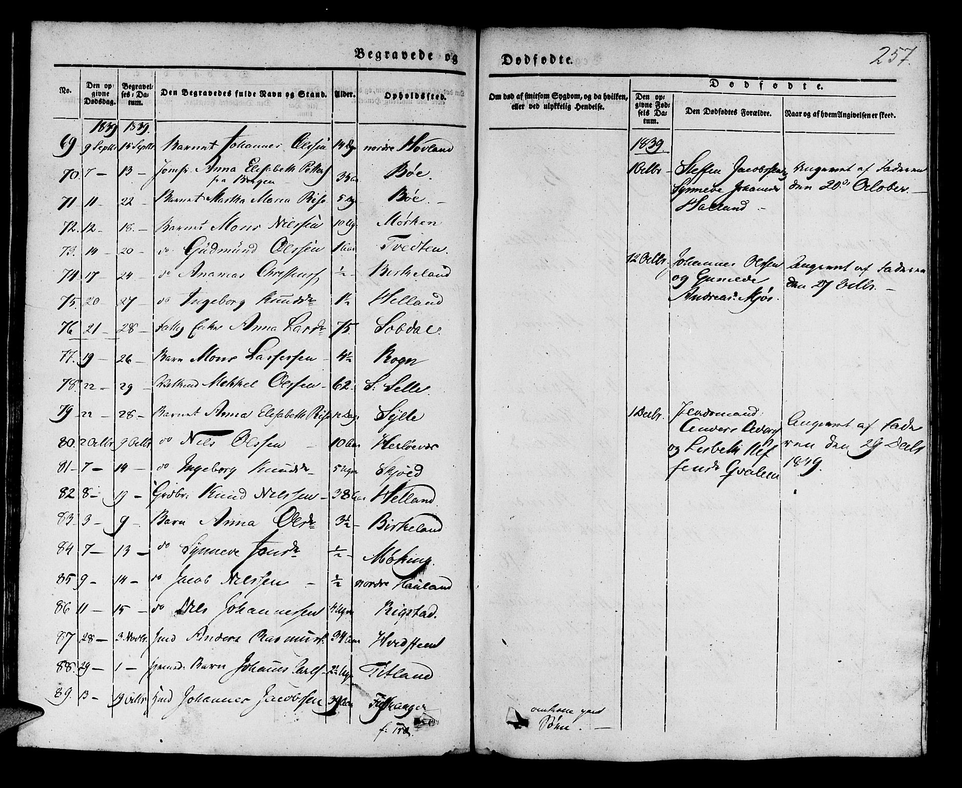 Manger sokneprestembete, SAB/A-76801/H/Haa: Parish register (official) no. A 5, 1839-1848, p. 257