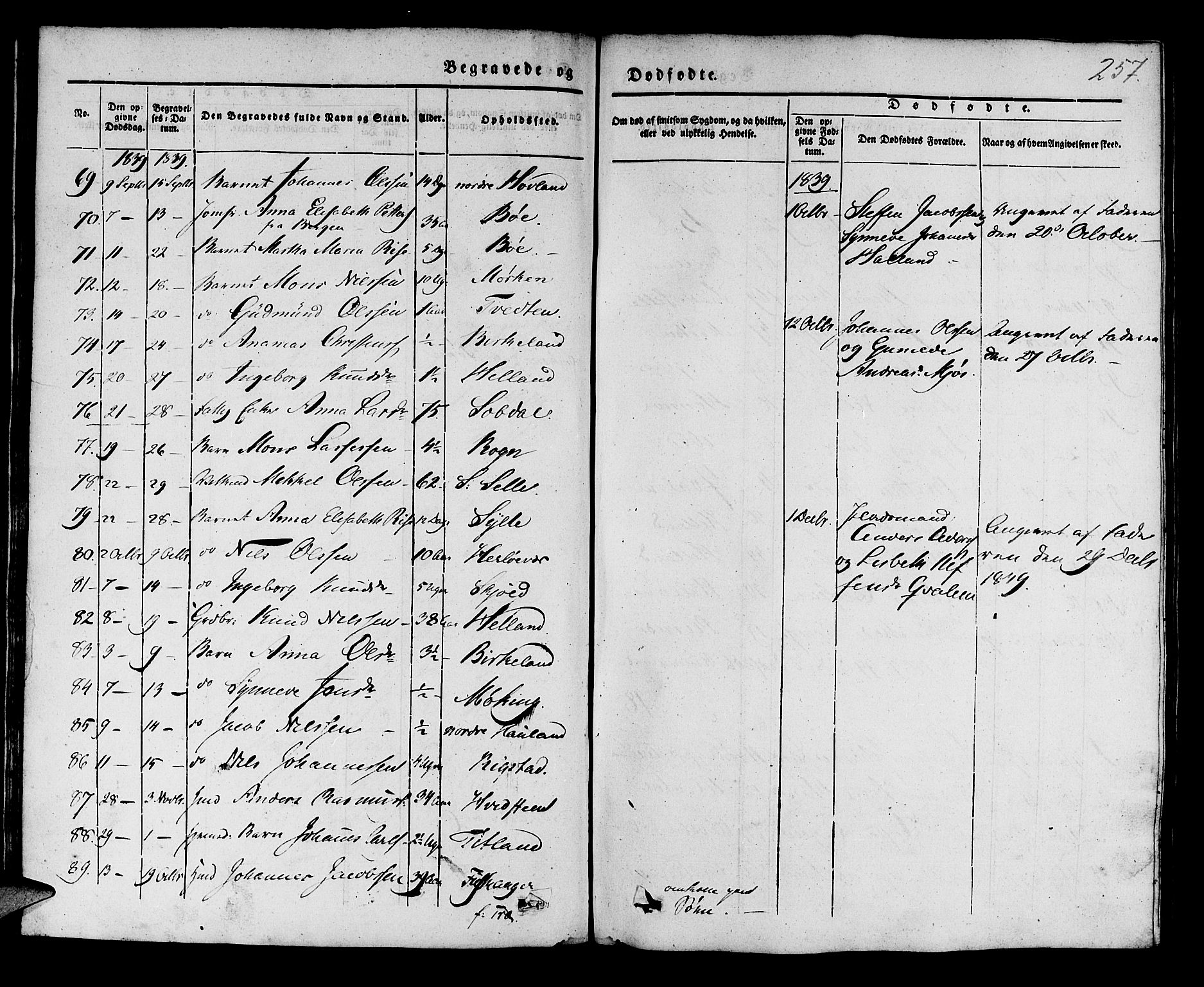 Manger sokneprestembete, AV/SAB-A-76801/H/Haa: Parish register (official) no. A 5, 1839-1848, p. 257