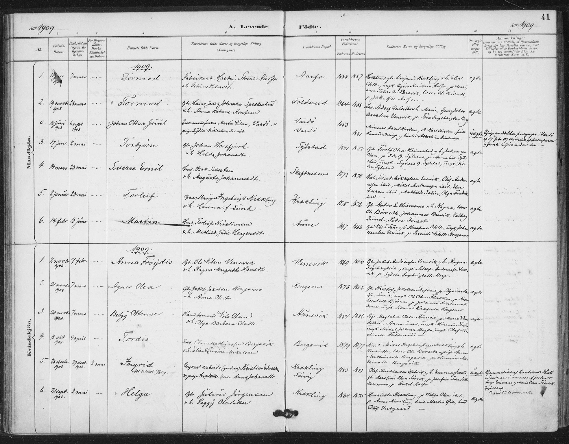 Ministerialprotokoller, klokkerbøker og fødselsregistre - Nord-Trøndelag, SAT/A-1458/783/L0660: Parish register (official) no. 783A02, 1886-1918, p. 41