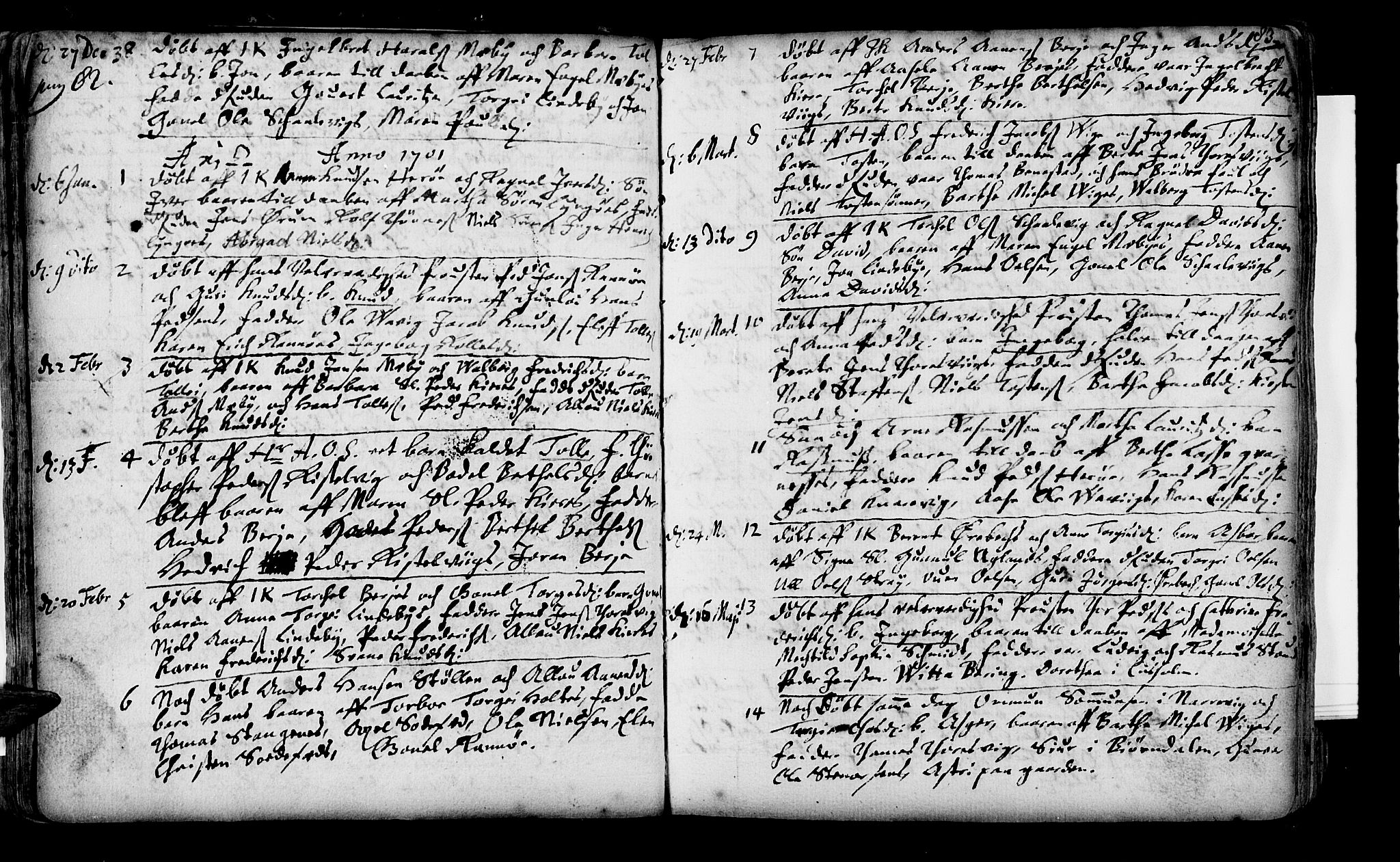 Oddernes sokneprestkontor, SAK/1111-0033/F/Fa/Faa/L0001: Parish register (official) no. A 1, 1692-1718, p. 82-83