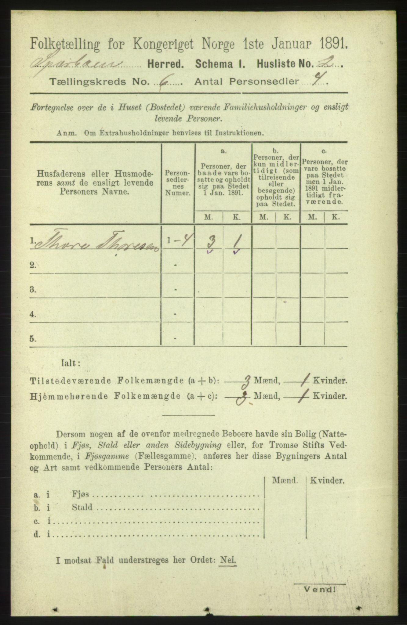 RA, 1891 census for 1731 Sparbu, 1891, p. 2122