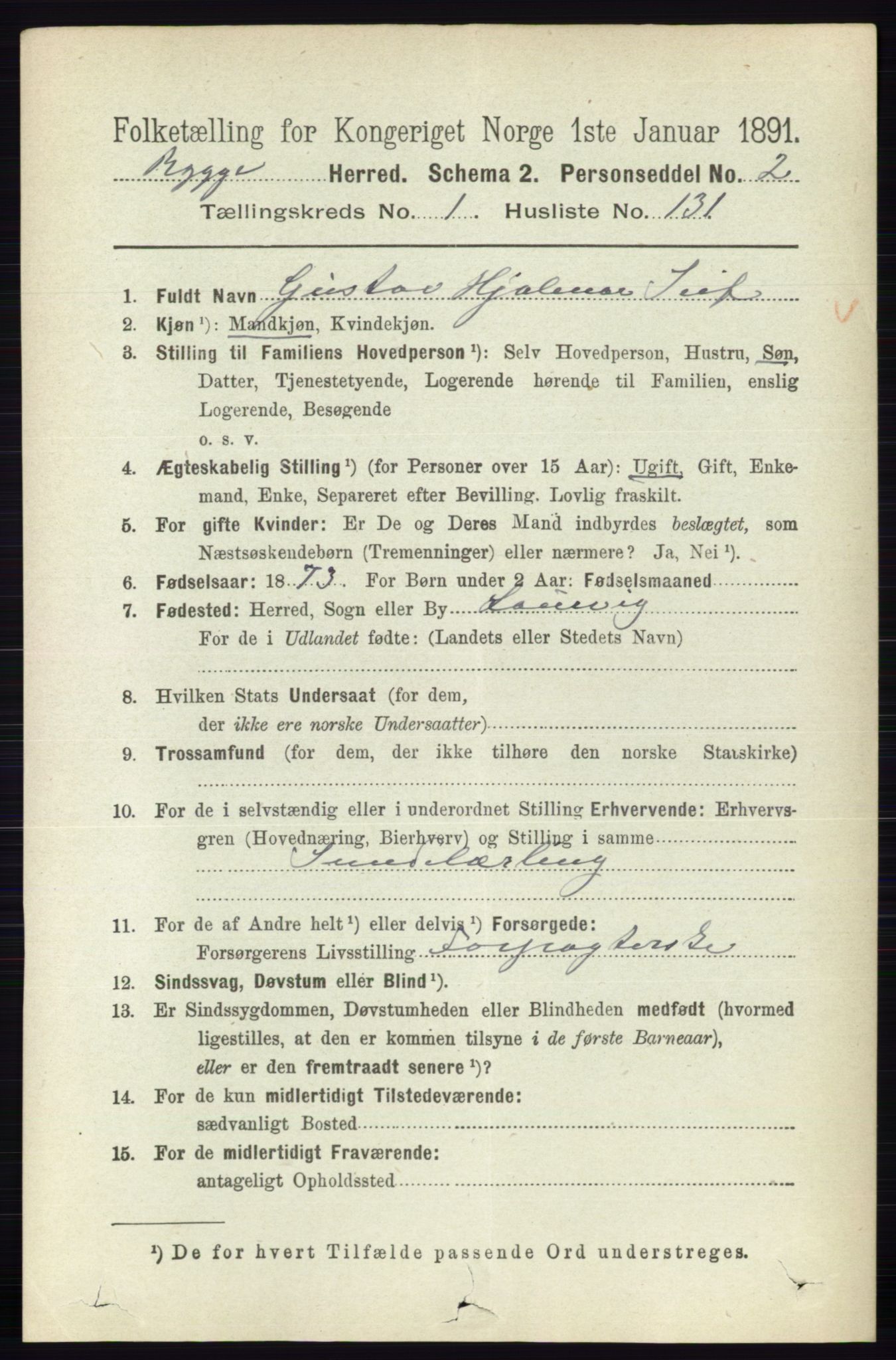 RA, 1891 census for 0136 Rygge, 1891, p. 899