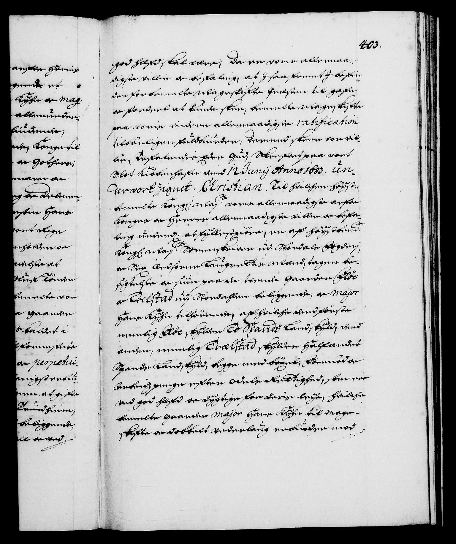 Danske Kanselli 1572-1799, AV/RA-EA-3023/F/Fc/Fca/Fcaa/L0013: Norske registre (mikrofilm), 1681-1684, p. 403a