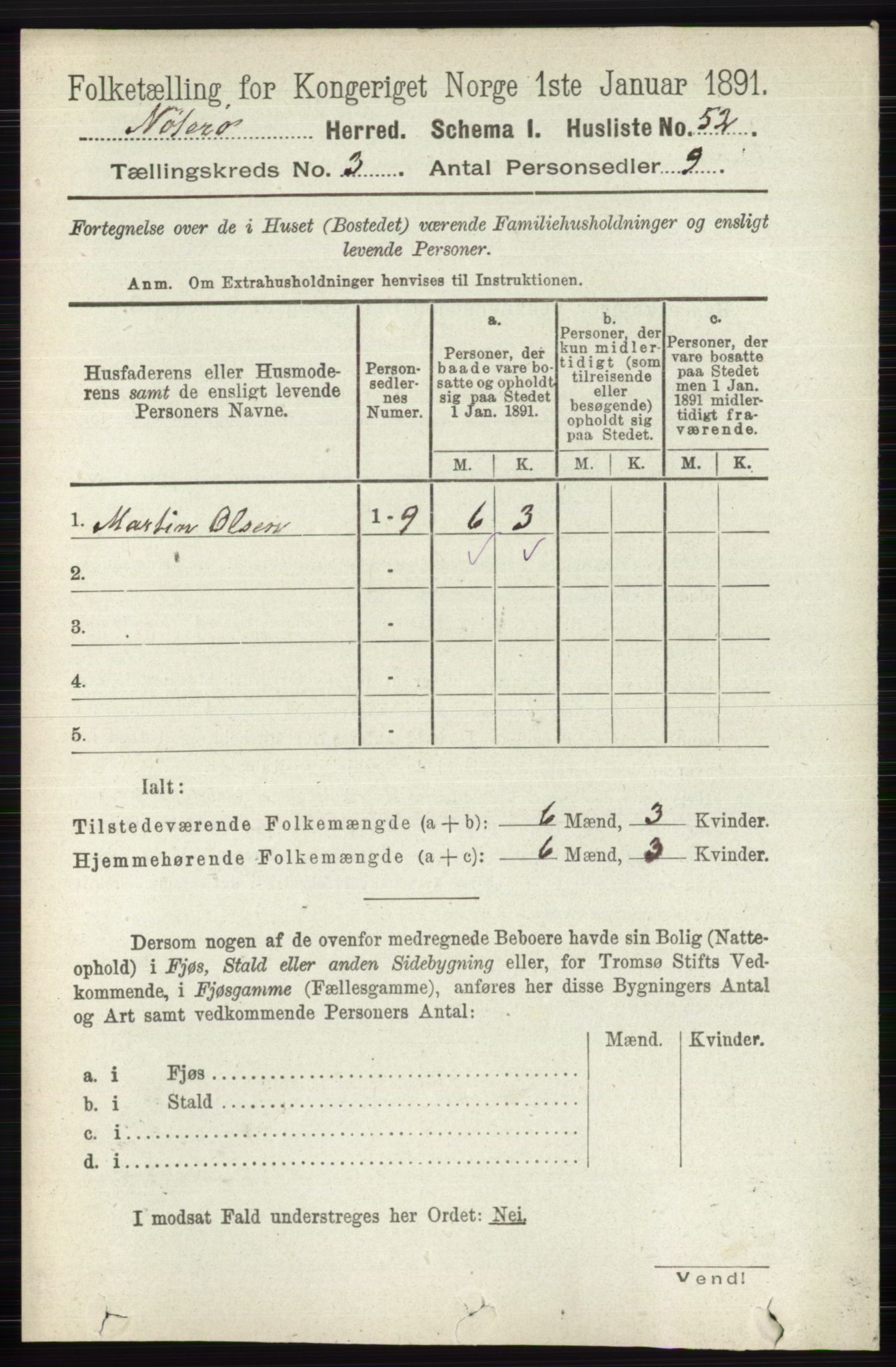 RA, 1891 census for 0722 Nøtterøy, 1891, p. 1531