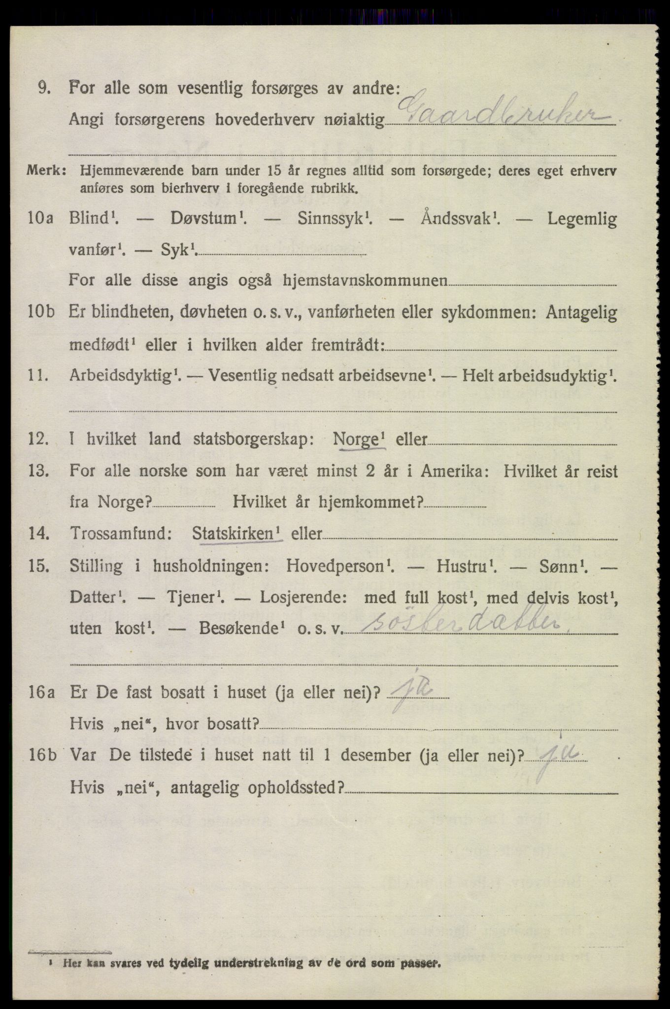 SAH, 1920 census for Ringebu, 1920, p. 7070