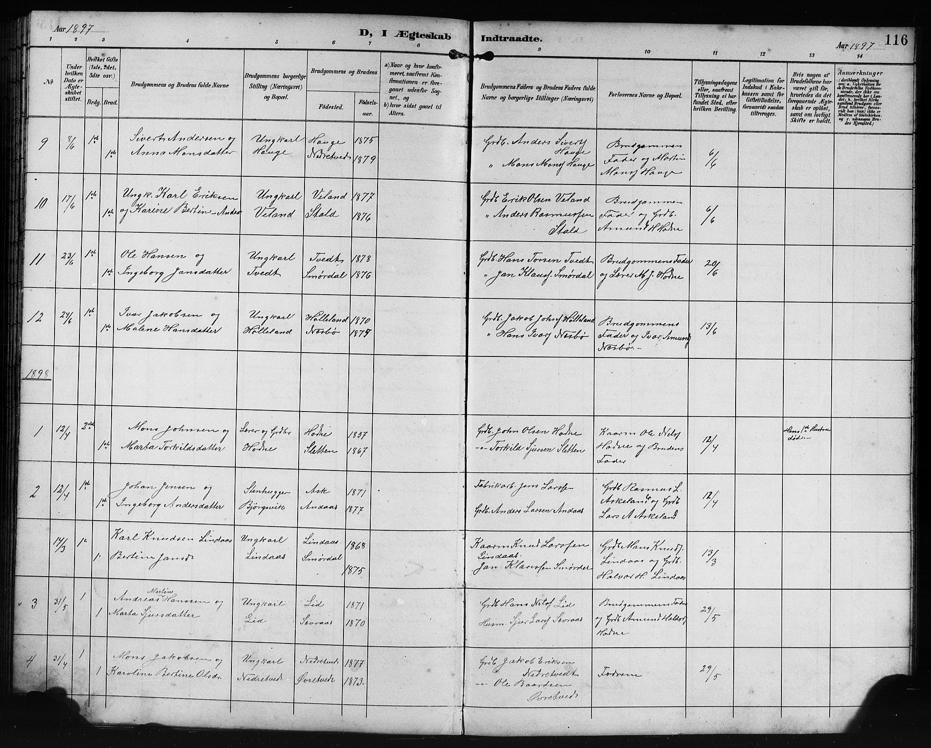 Lindås Sokneprestembete, SAB/A-76701/H/Hab: Parish register (copy) no. E 3, 1892-1905, p. 116