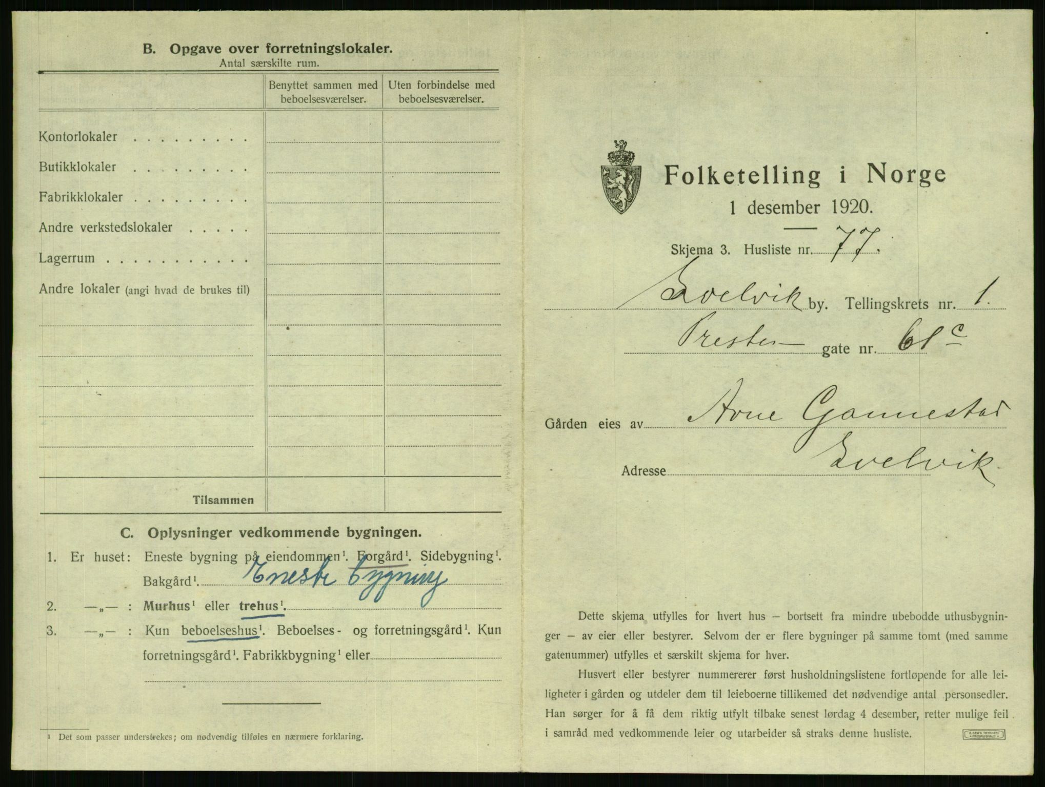 SAKO, 1920 census for Svelvik, 1920, p. 175