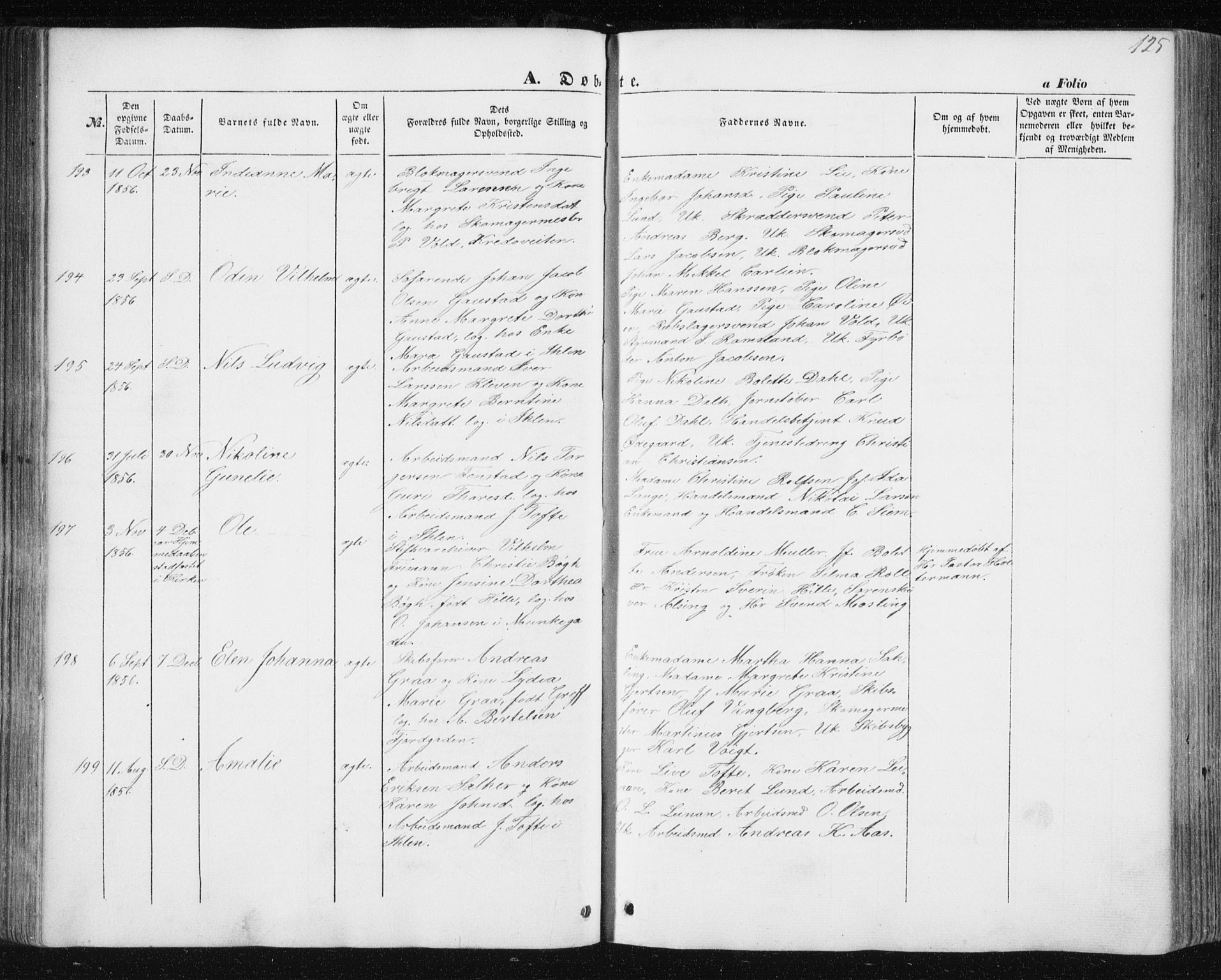 Ministerialprotokoller, klokkerbøker og fødselsregistre - Sør-Trøndelag, AV/SAT-A-1456/602/L0112: Parish register (official) no. 602A10, 1848-1859, p. 125