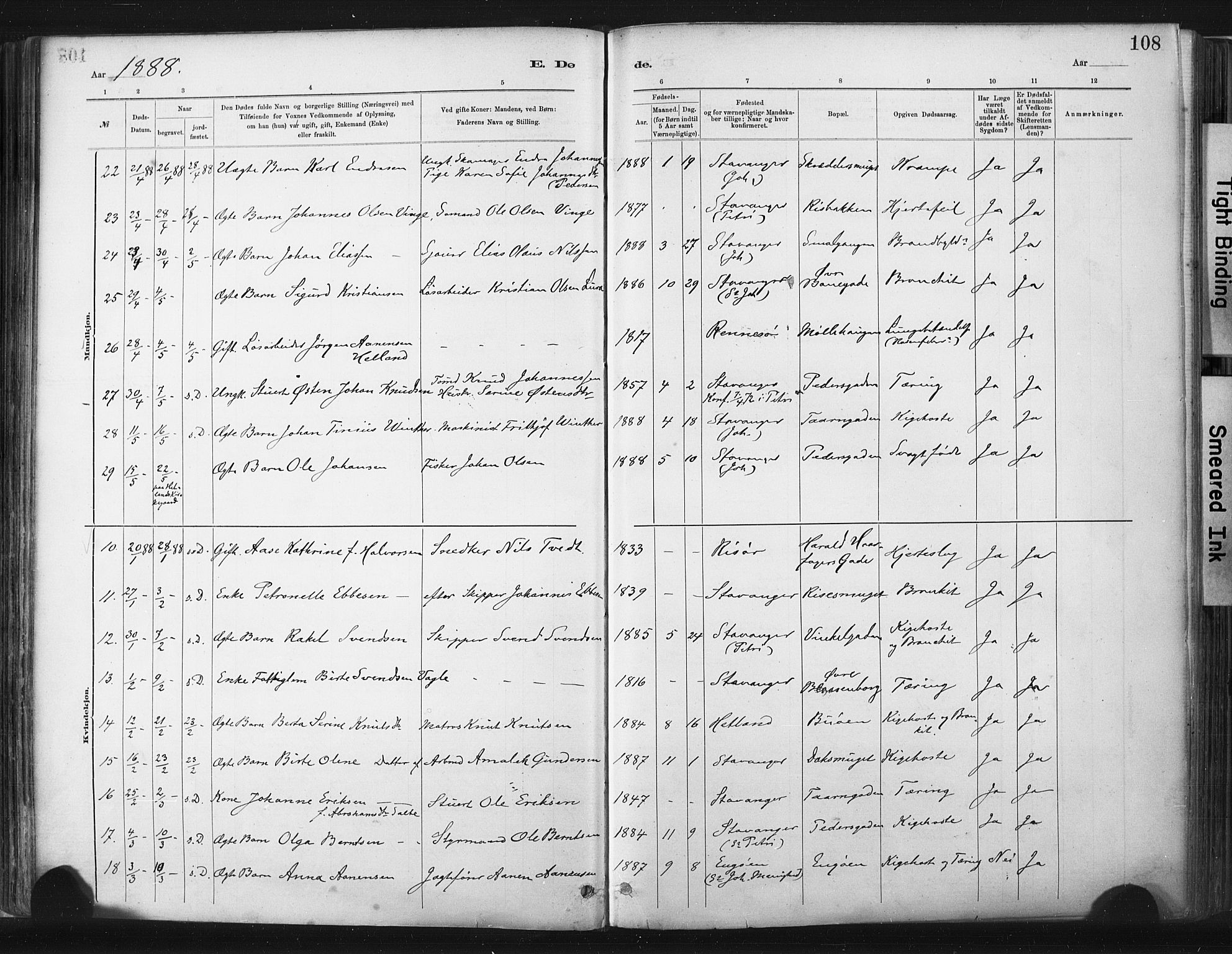 St. Johannes sokneprestkontor, AV/SAST-A-101814/001/30/30BA/L0003: Parish register (official) no. A 3, 1885-1910, p. 108