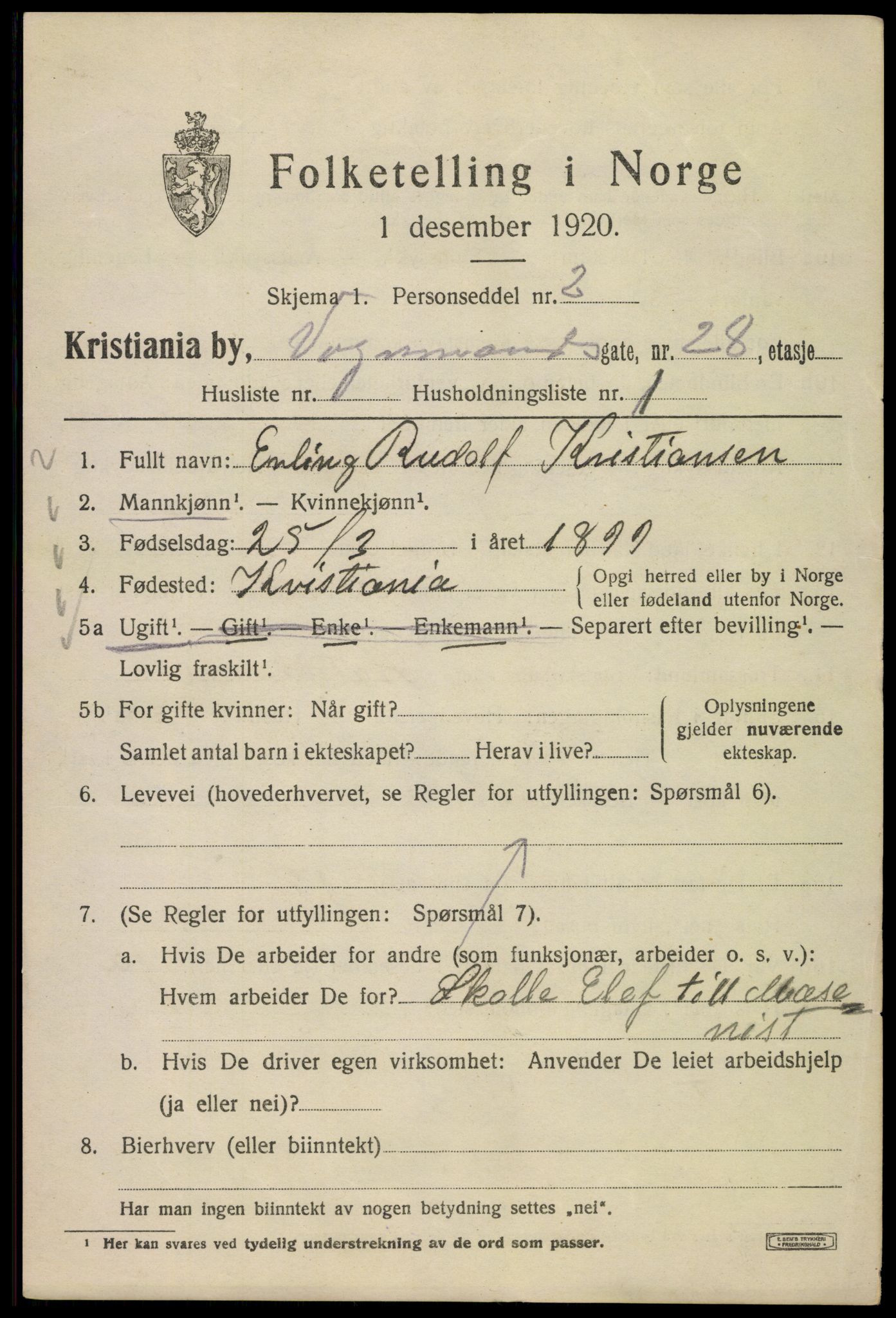 SAO, 1920 census for Kristiania, 1920, p. 638605