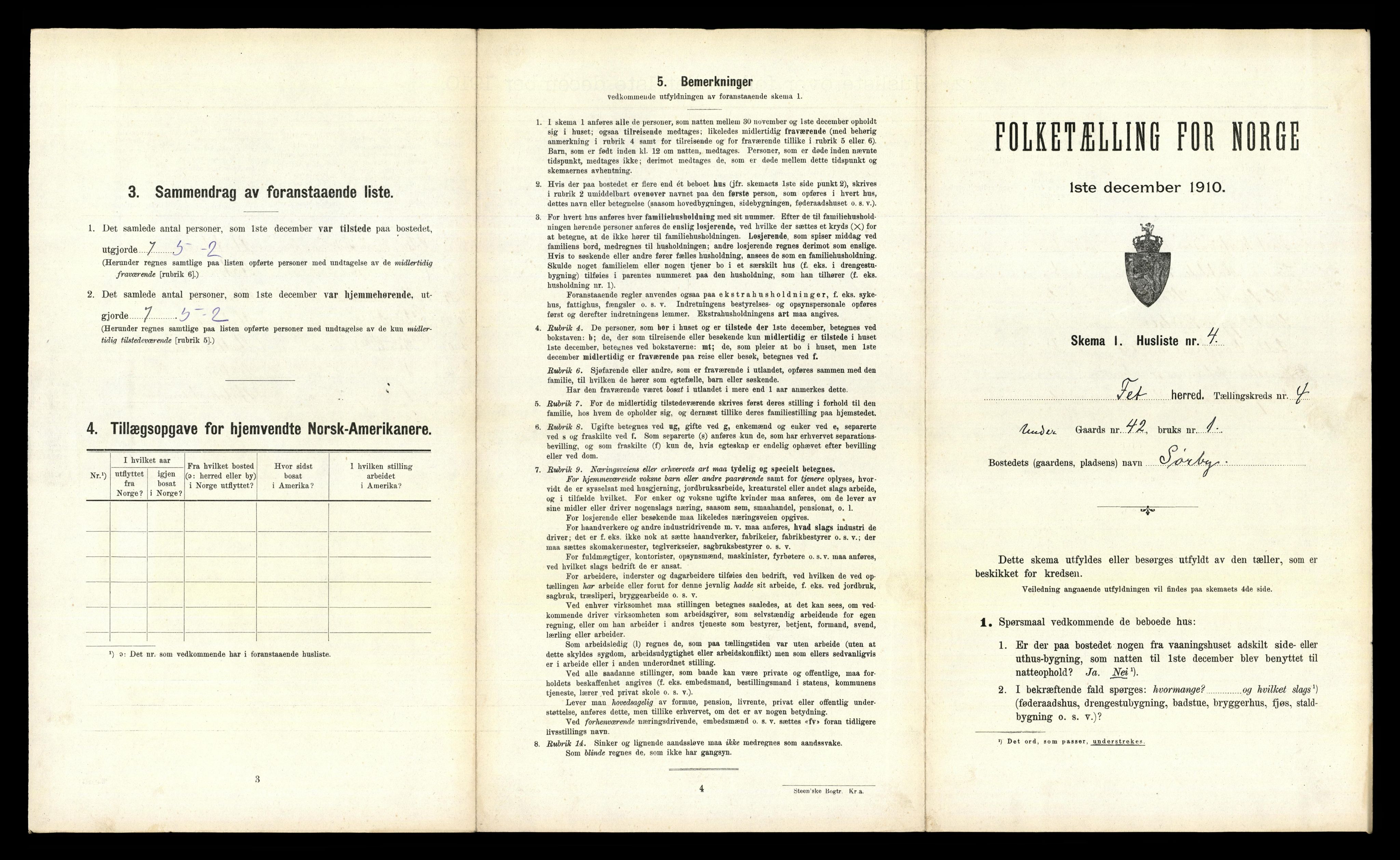 RA, 1910 census for Fet, 1910, p. 589