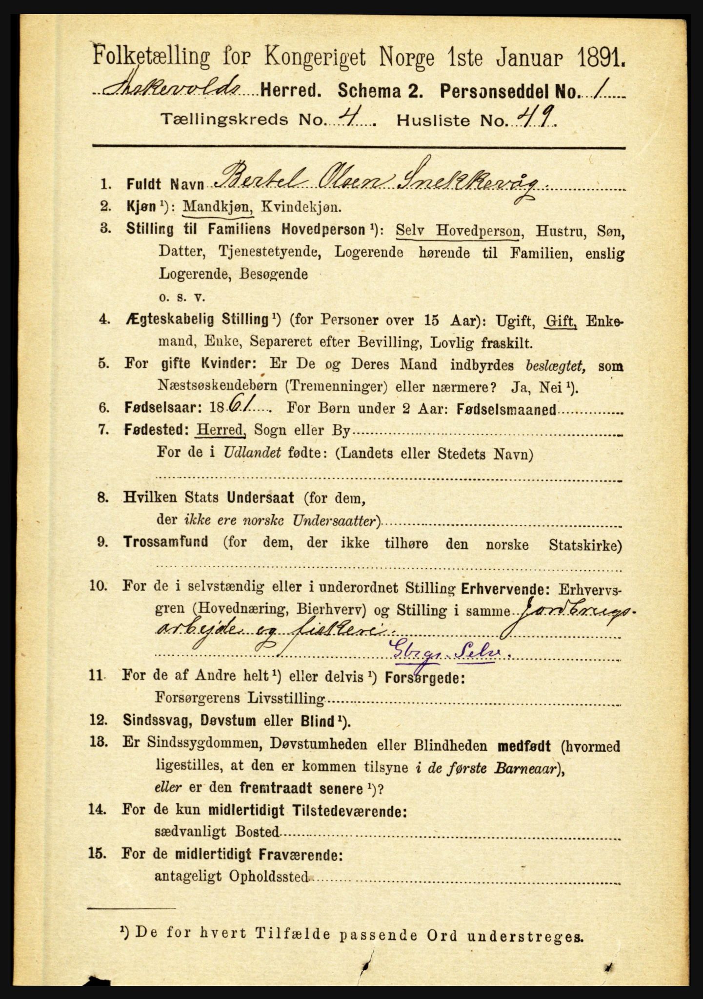 RA, 1891 census for 1428 Askvoll, 1891, p. 1477