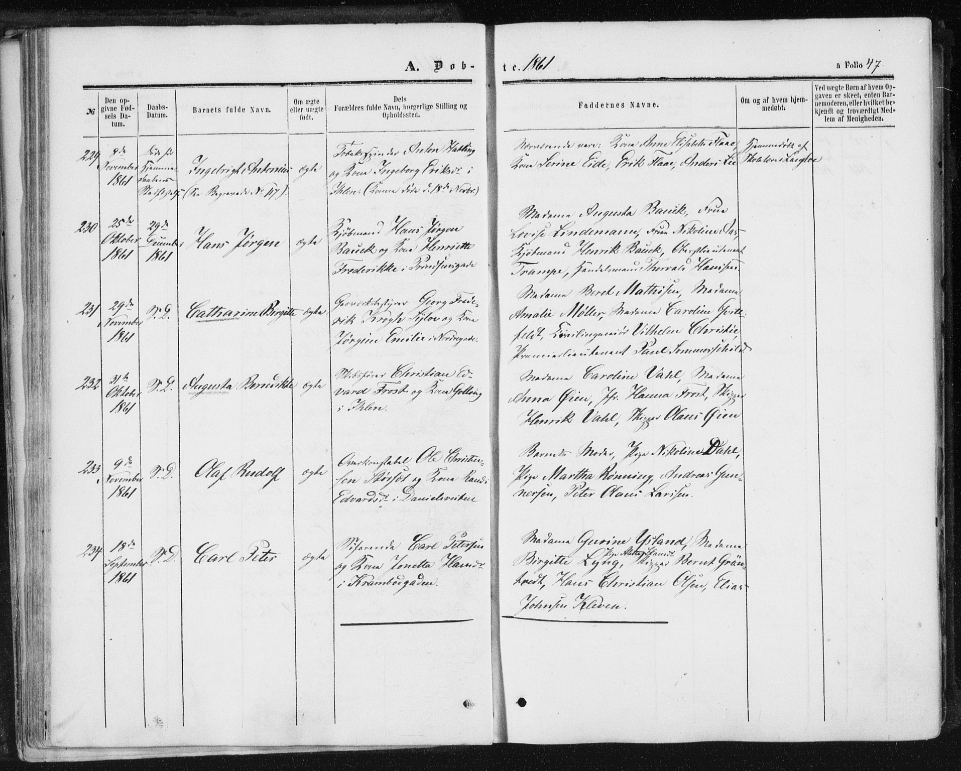 Ministerialprotokoller, klokkerbøker og fødselsregistre - Sør-Trøndelag, SAT/A-1456/602/L0115: Parish register (official) no. 602A13, 1860-1872, p. 47