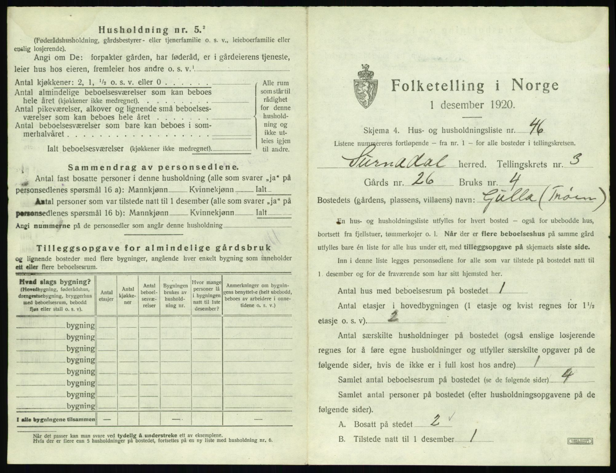 SAT, 1920 census for Surnadal, 1920, p. 387