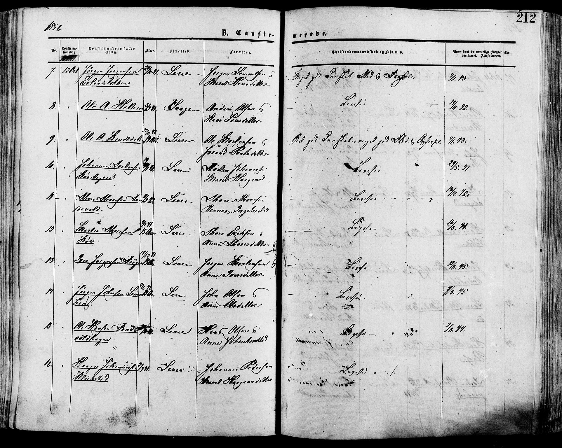 Lesja prestekontor, AV/SAH-PREST-068/H/Ha/Haa/L0008: Parish register (official) no. 8, 1854-1880, p. 212