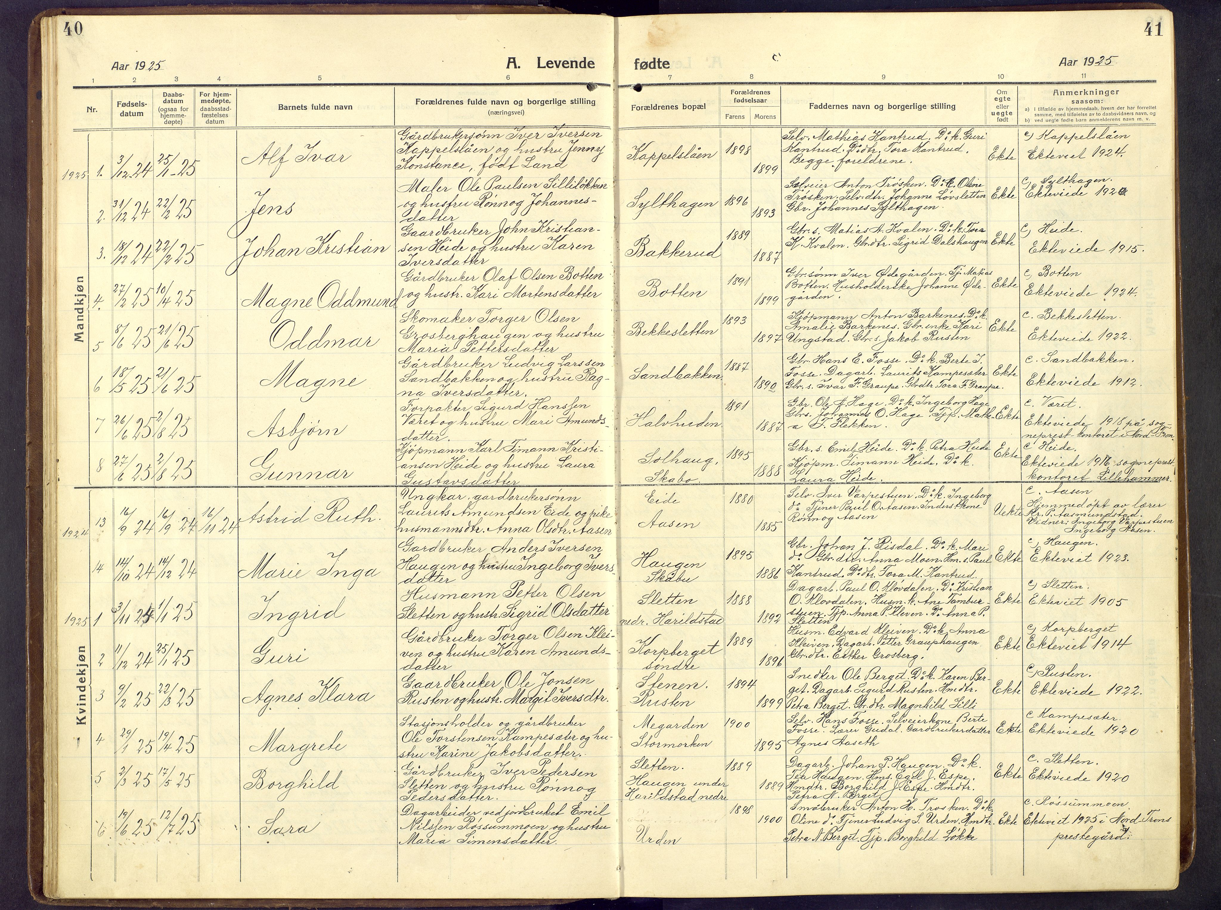 Nord-Fron prestekontor, AV/SAH-PREST-080/H/Ha/Hab/L0009: Parish register (copy) no. 9, 1915-1958, p. 40-41