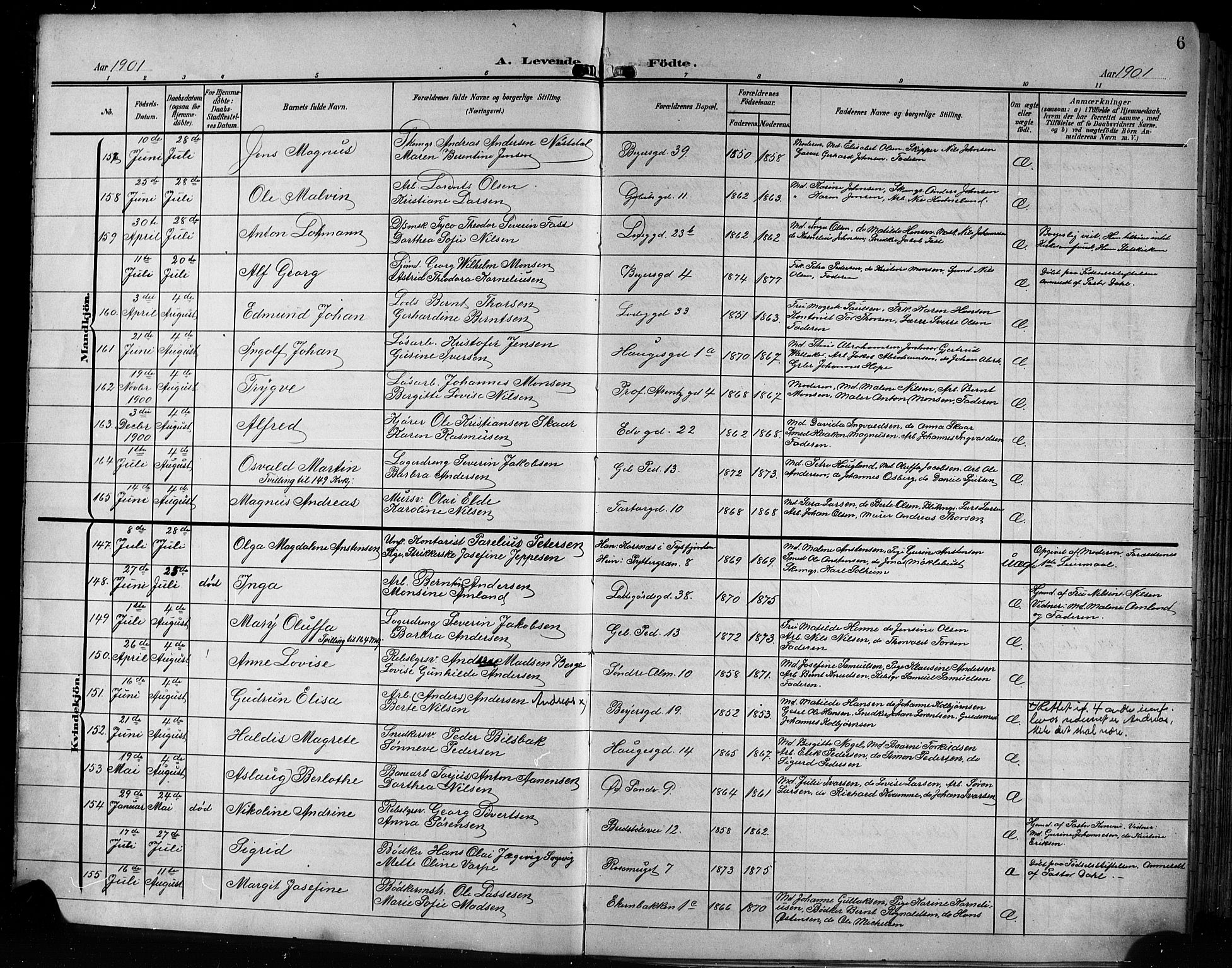 Sandviken Sokneprestembete, SAB/A-77601/H/Hb/L0004: Parish register (copy) no. B 1, 1901-1914, p. 6