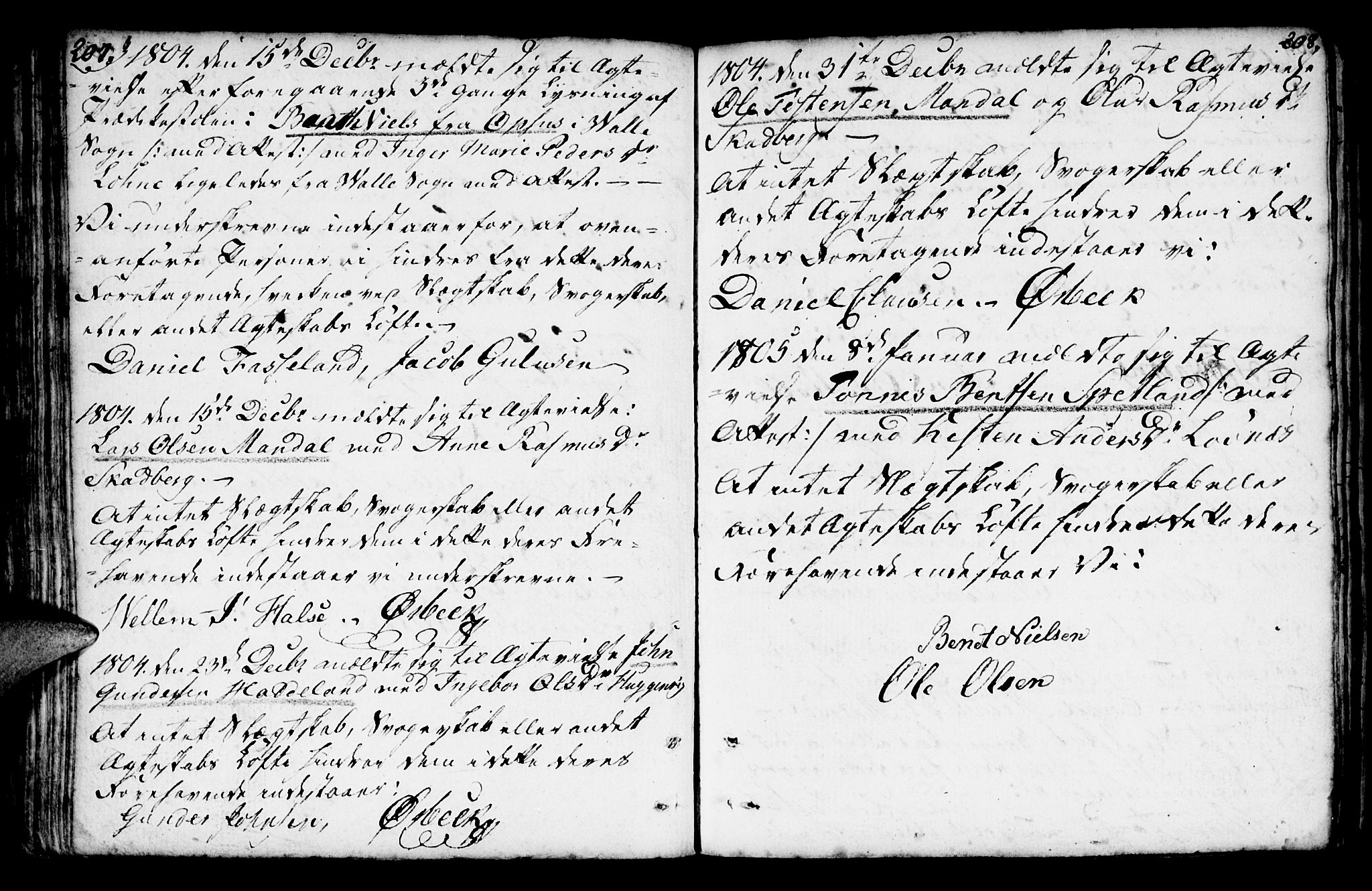 Mandal sokneprestkontor, AV/SAK-1111-0030/F/Fa/Faa/L0007: Parish register (official) no. A 7, 1783-1818, p. 207-208