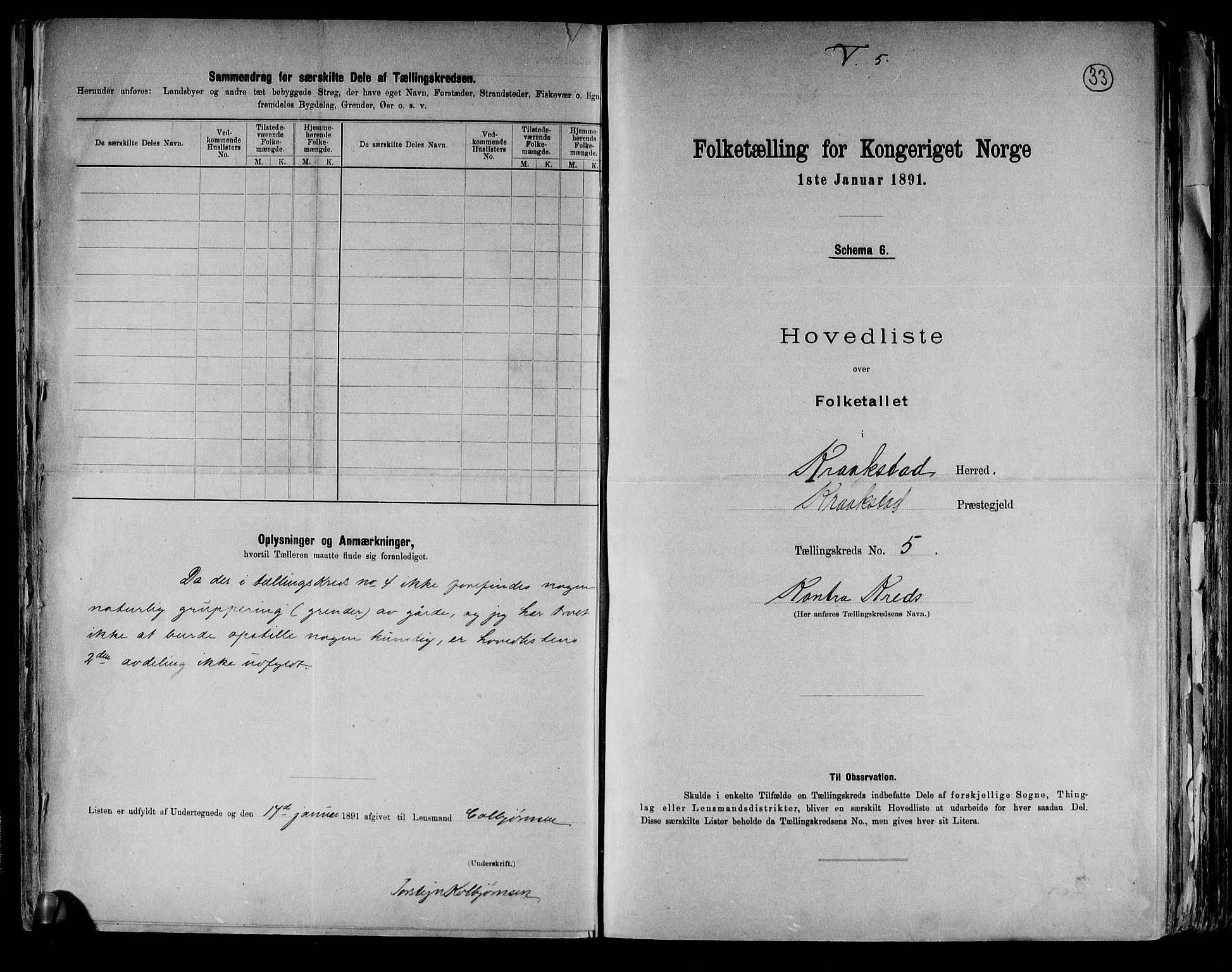 RA, 1891 census for 0212 Kråkstad, 1891, p. 14