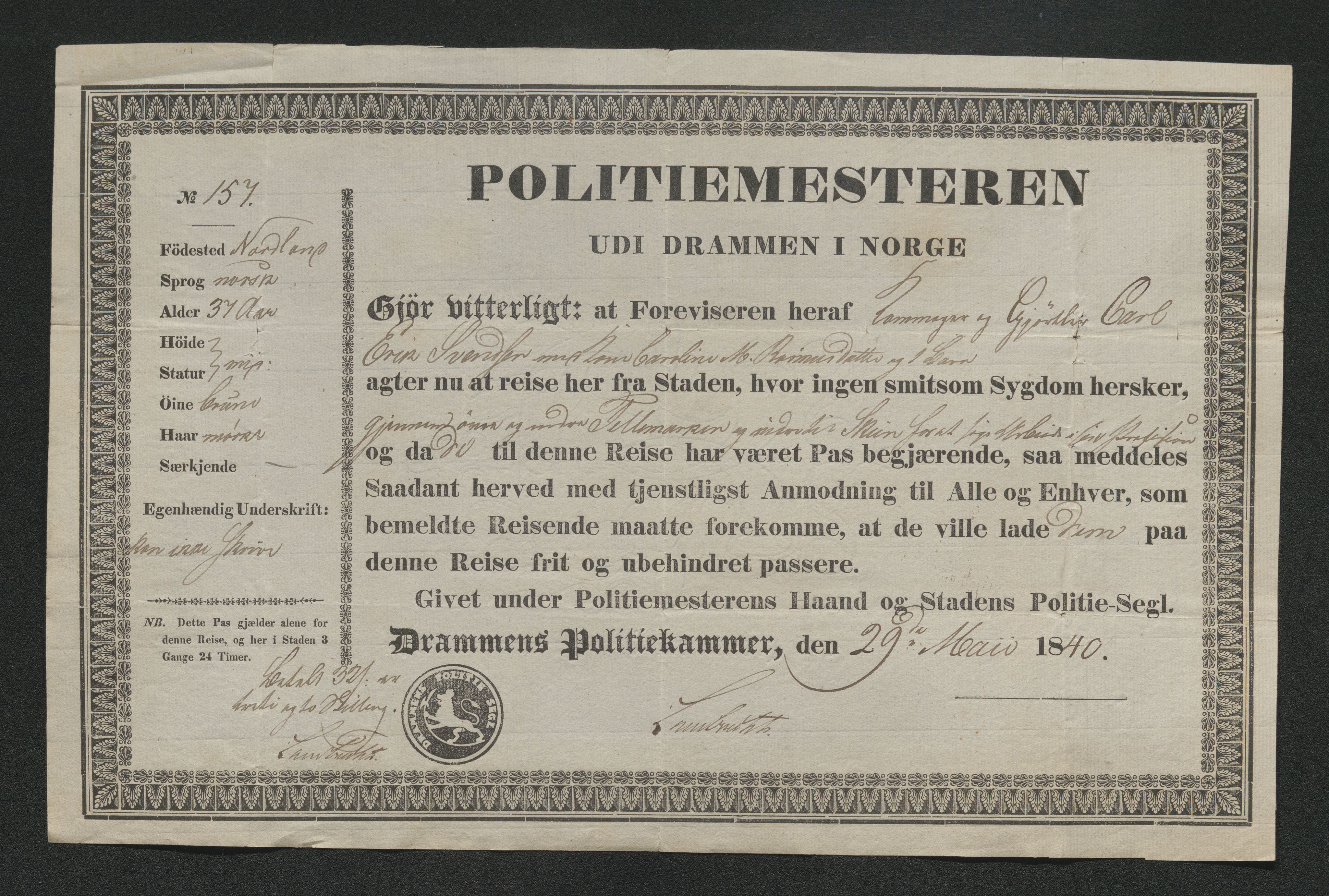 Drammen politikammer, SAKO/A-623/I/Ia/Iab/L0006: Innleverte pass, 1841-1842, p. 112