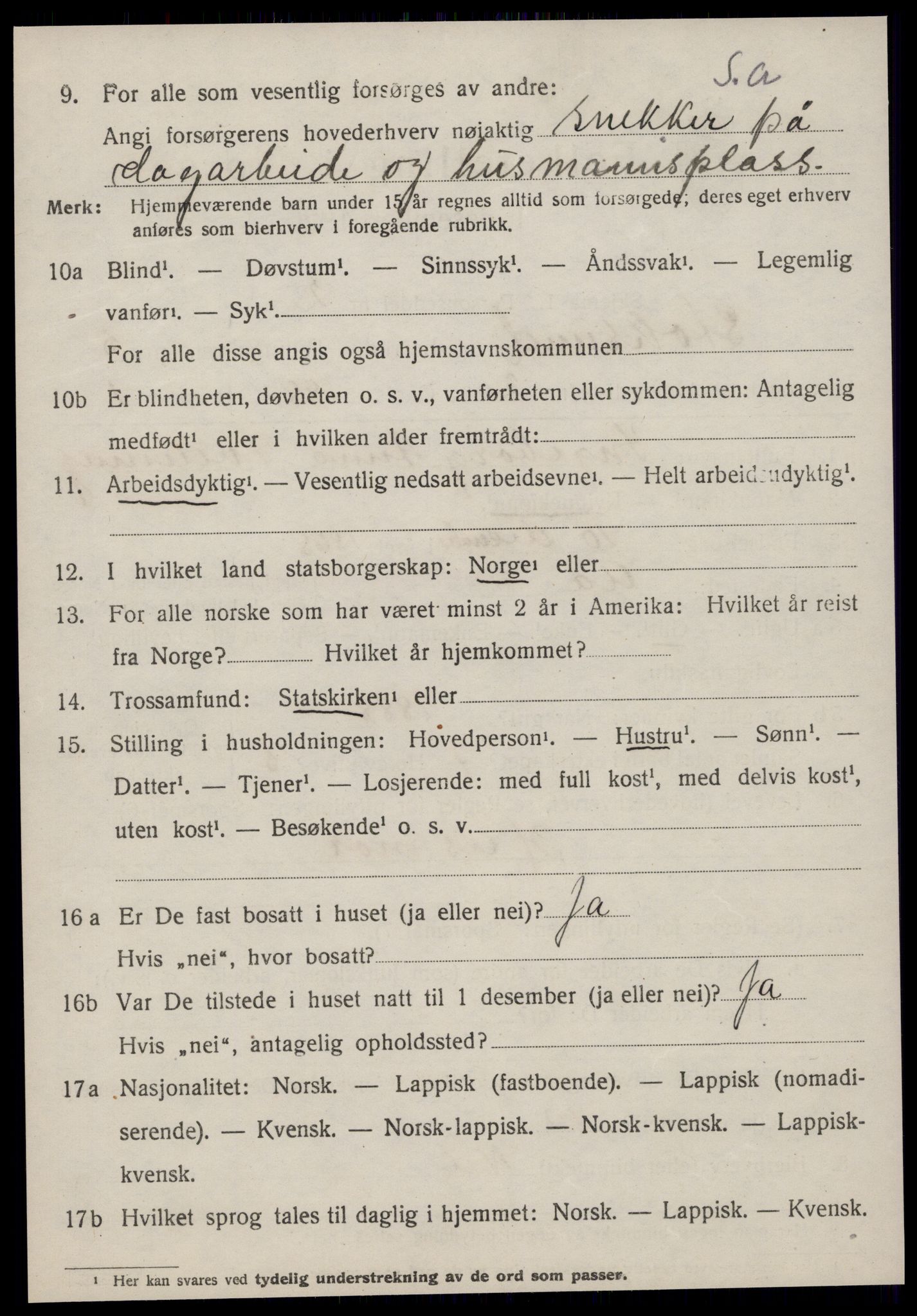 SAT, 1920 census for Stoksund, 1920, p. 2597