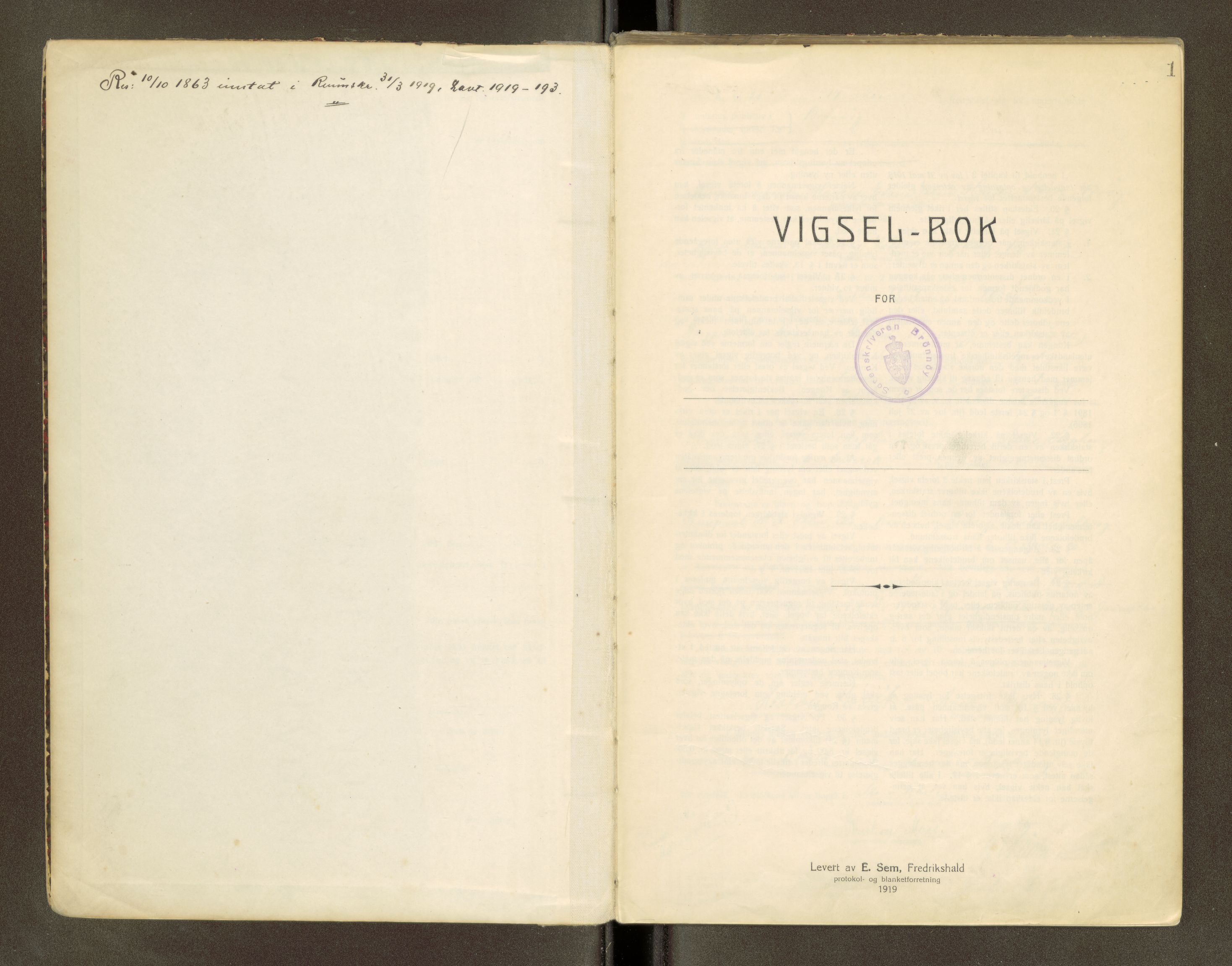 Brønnøy sorenskriveri, SAT/A-4170/1/6/6D/L0001: Vigselbok, 1920-1947, p. 1