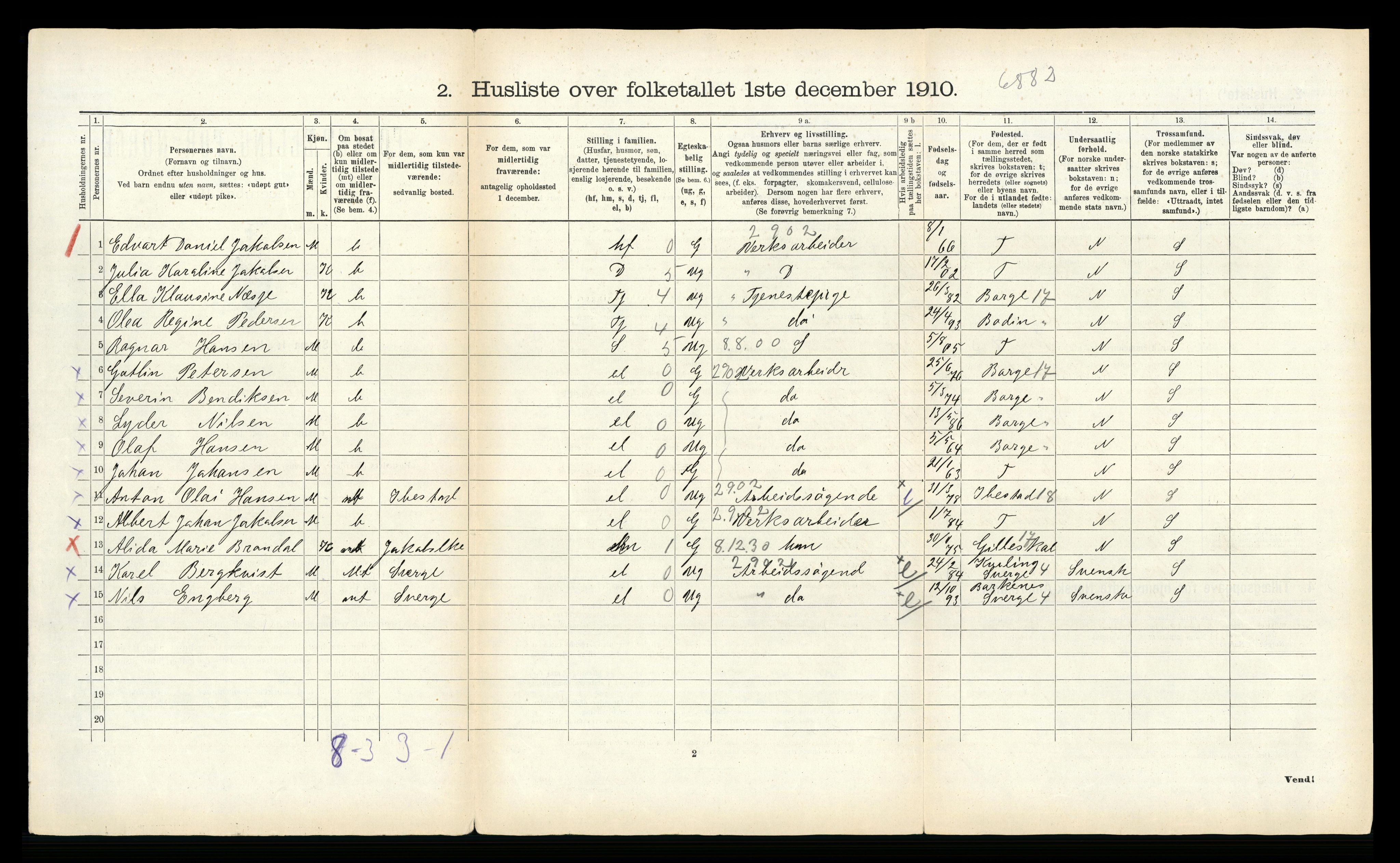 RA, 1910 census for Fauske, 1910, p. 397