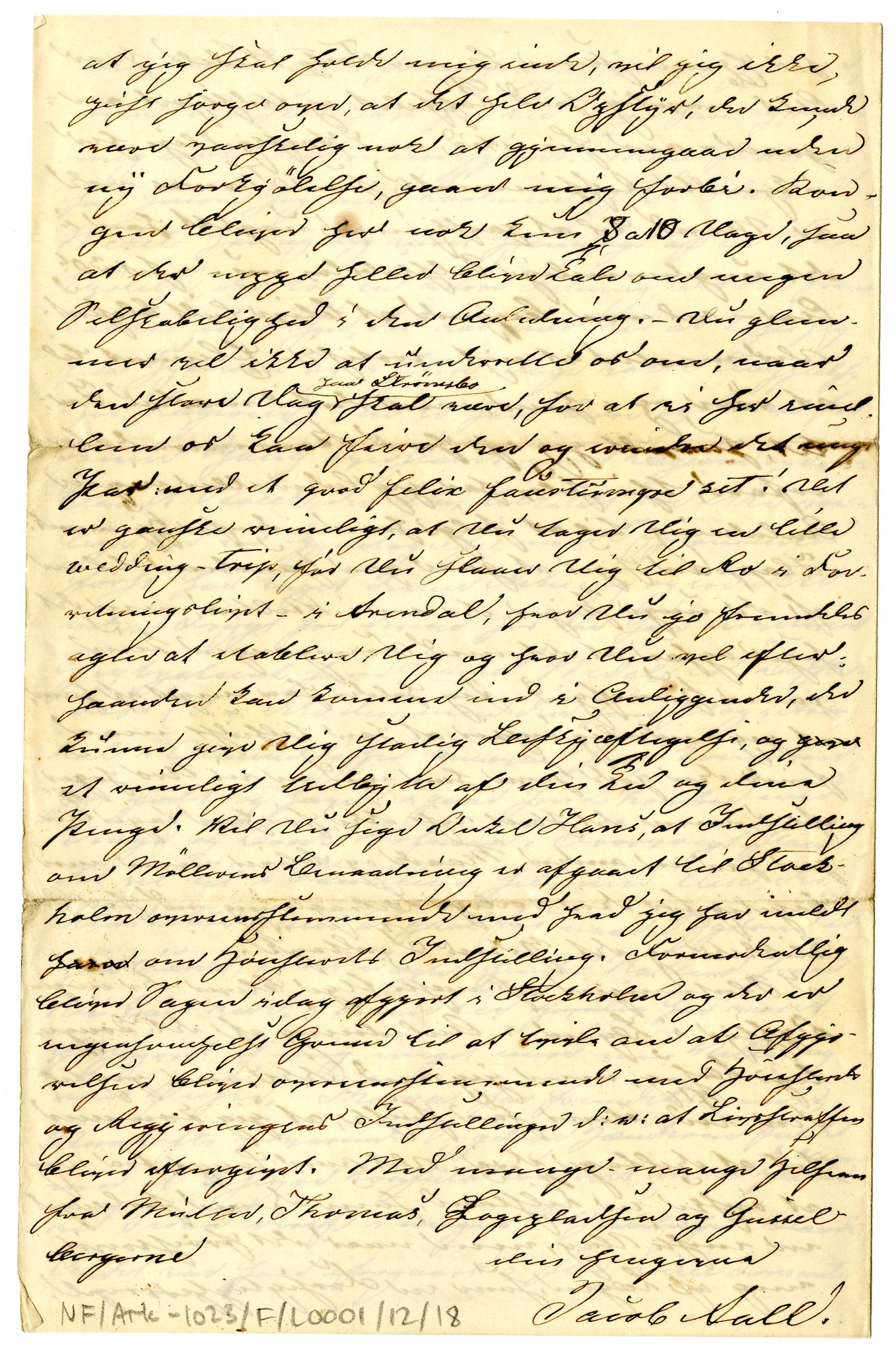 Diderik Maria Aalls brevsamling, NF/Ark-1023/F/L0001: D.M. Aalls brevsamling. A - B, 1738-1889, p. 120
