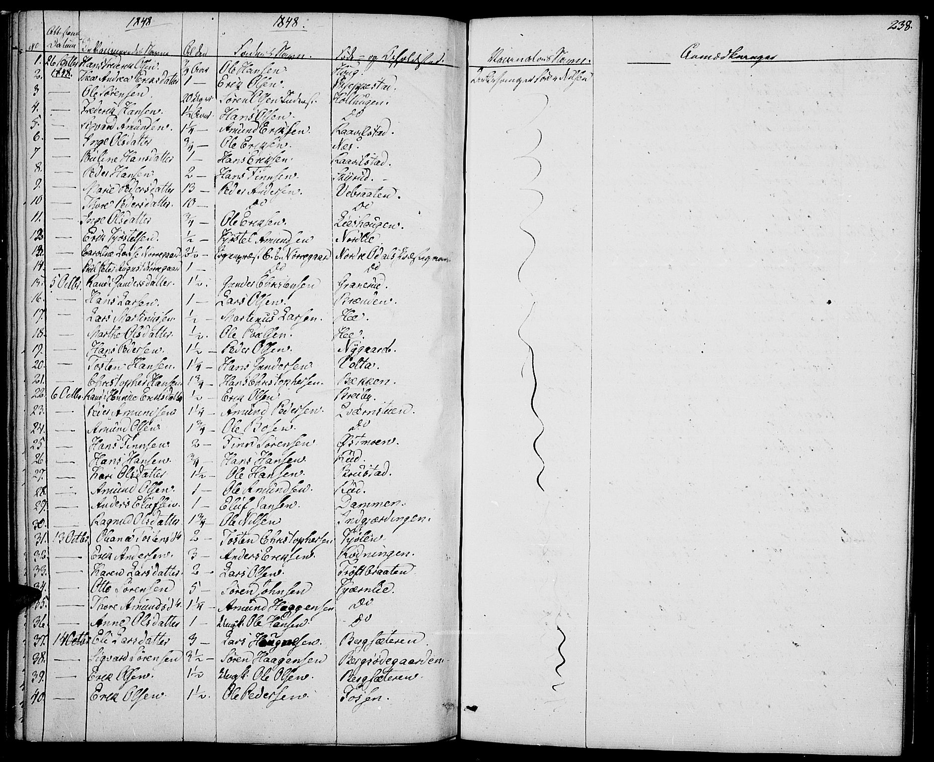 Nord-Odal prestekontor, SAH/PREST-032/H/Ha/Haa/L0002: Parish register (official) no. 2, 1839-1850, p. 238