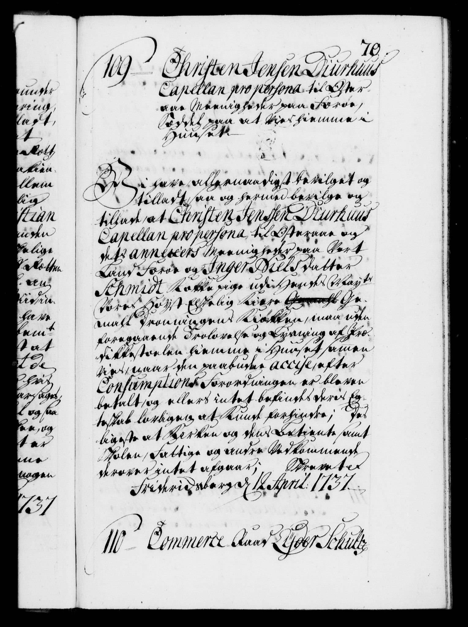 Danske Kanselli 1572-1799, AV/RA-EA-3023/F/Fc/Fca/Fcaa/L0030: Norske registre, 1737-1738, p. 70a