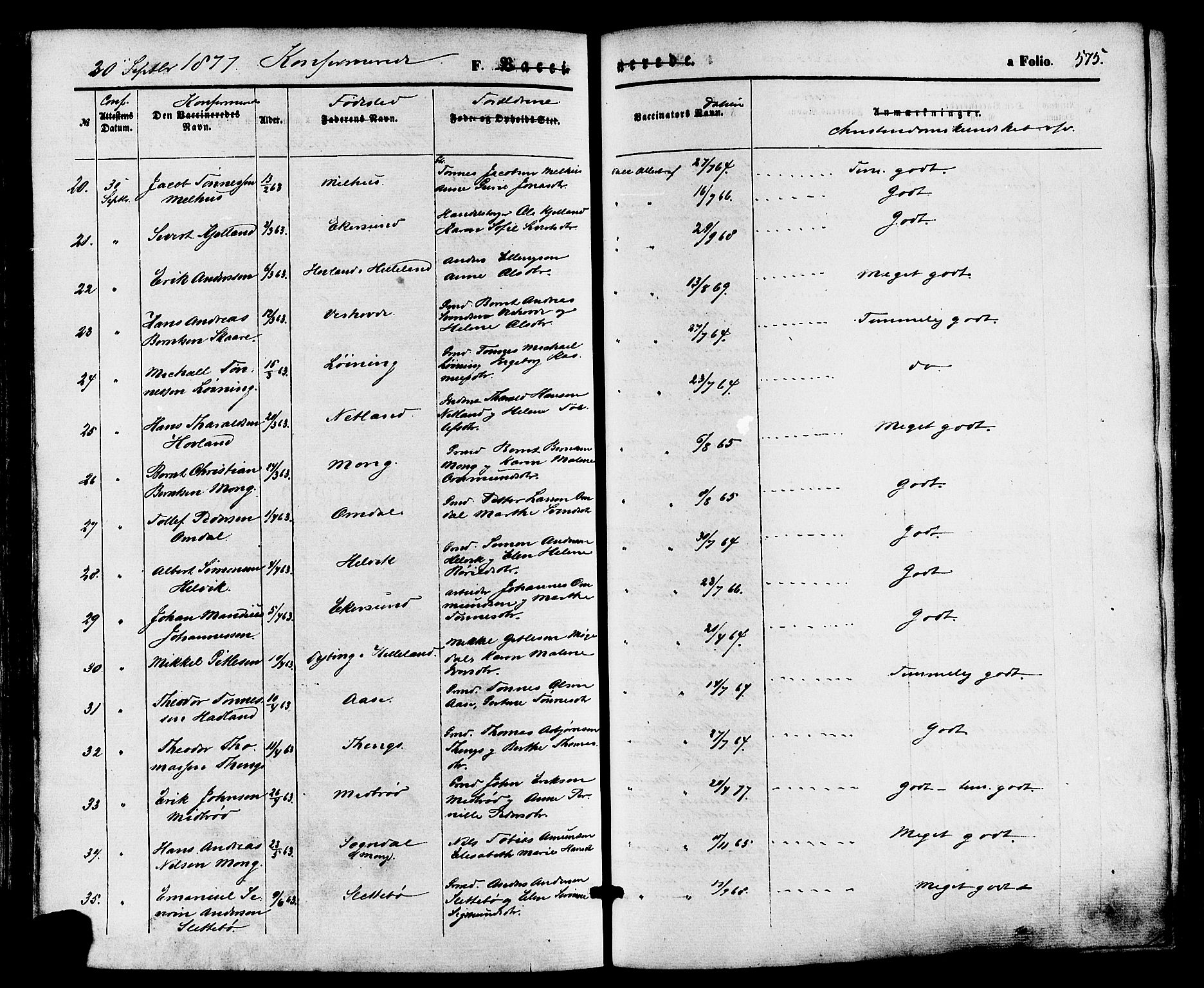 Eigersund sokneprestkontor, AV/SAST-A-101807/S08/L0014: Parish register (official) no. A 13, 1866-1878, p. 575