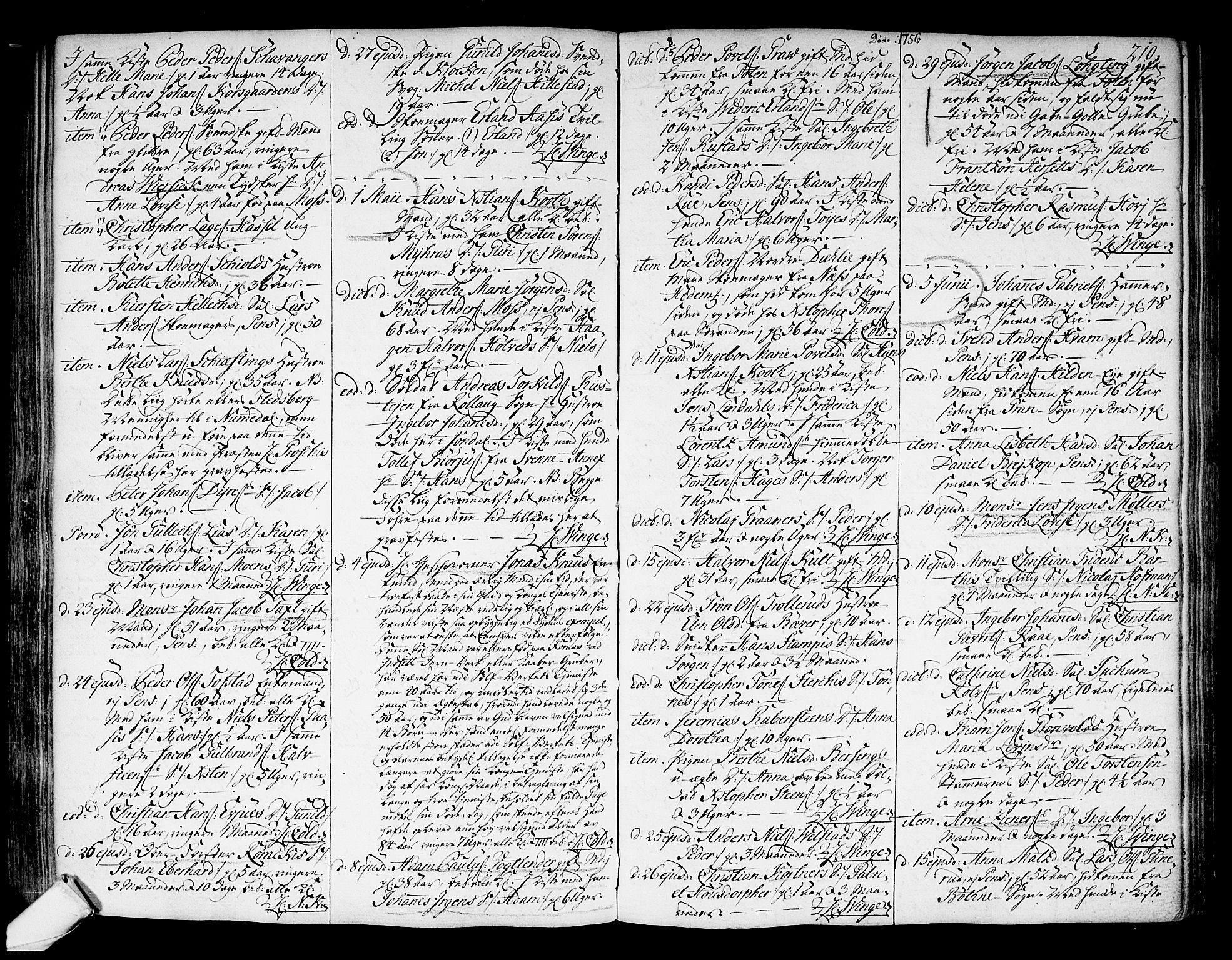 Kongsberg kirkebøker, AV/SAKO-A-22/F/Fa/L0004: Parish register (official) no. I 4, 1756-1768, p. 210