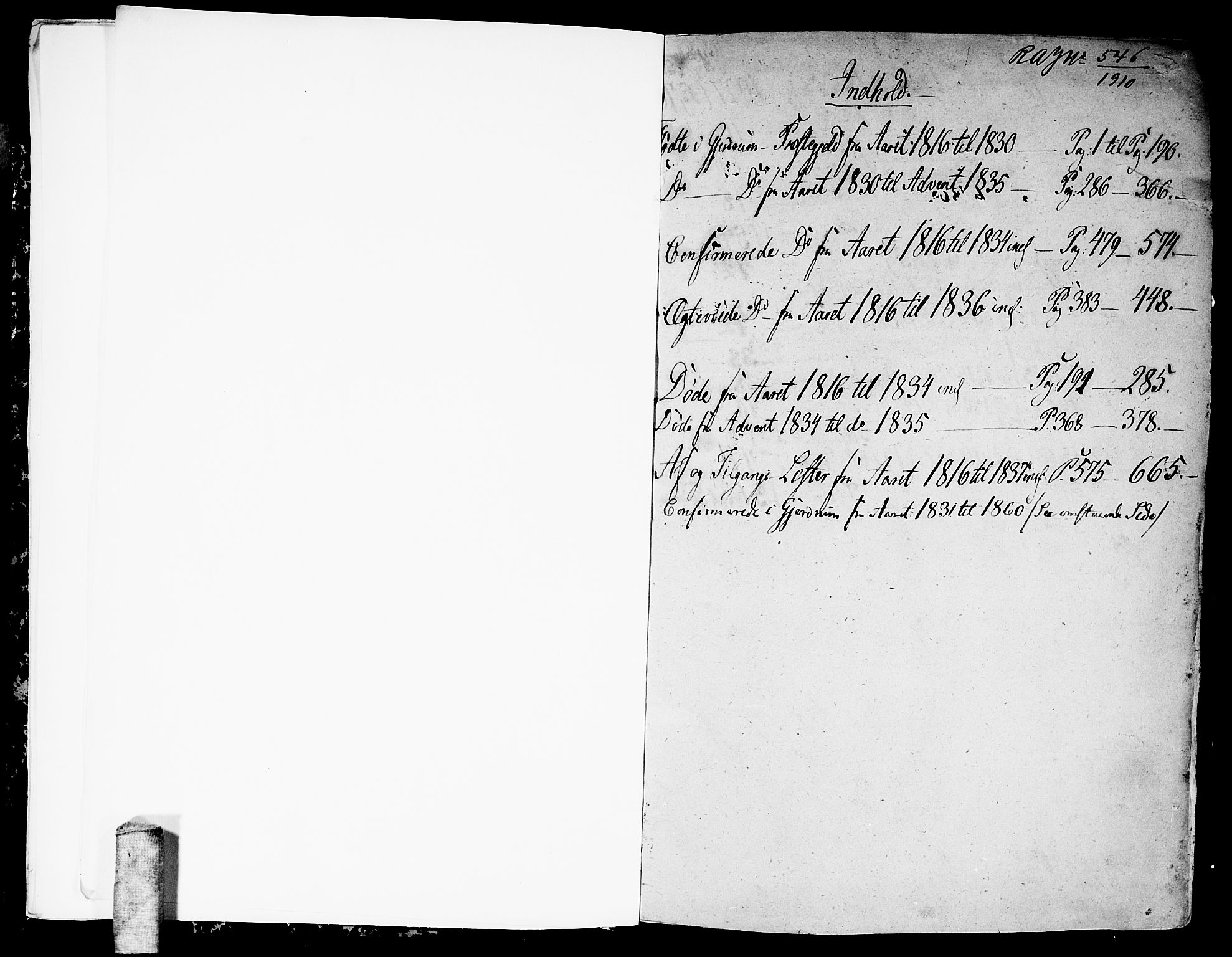 Gjerdrum prestekontor Kirkebøker, AV/SAO-A-10412b/G/Ga/L0001: Parish register (copy) no. I 1, 1816-1837