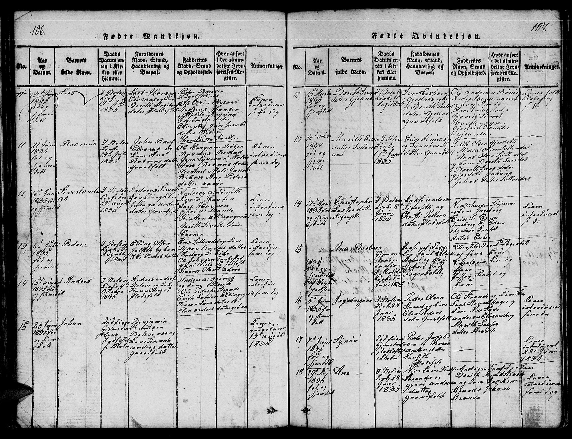 Ministerialprotokoller, klokkerbøker og fødselsregistre - Møre og Romsdal, AV/SAT-A-1454/555/L0665: Parish register (copy) no. 555C01, 1818-1868, p. 106-107