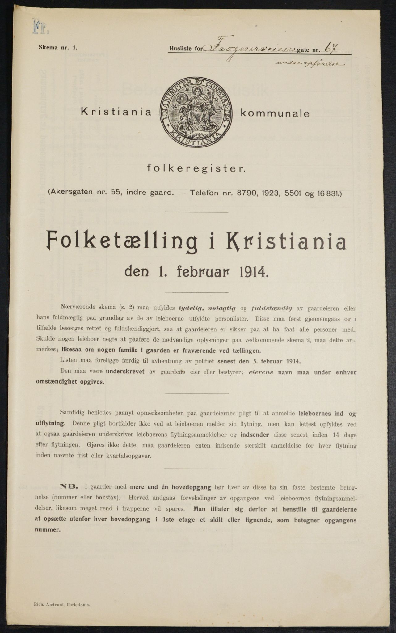 OBA, Municipal Census 1914 for Kristiania, 1914, p. 28149