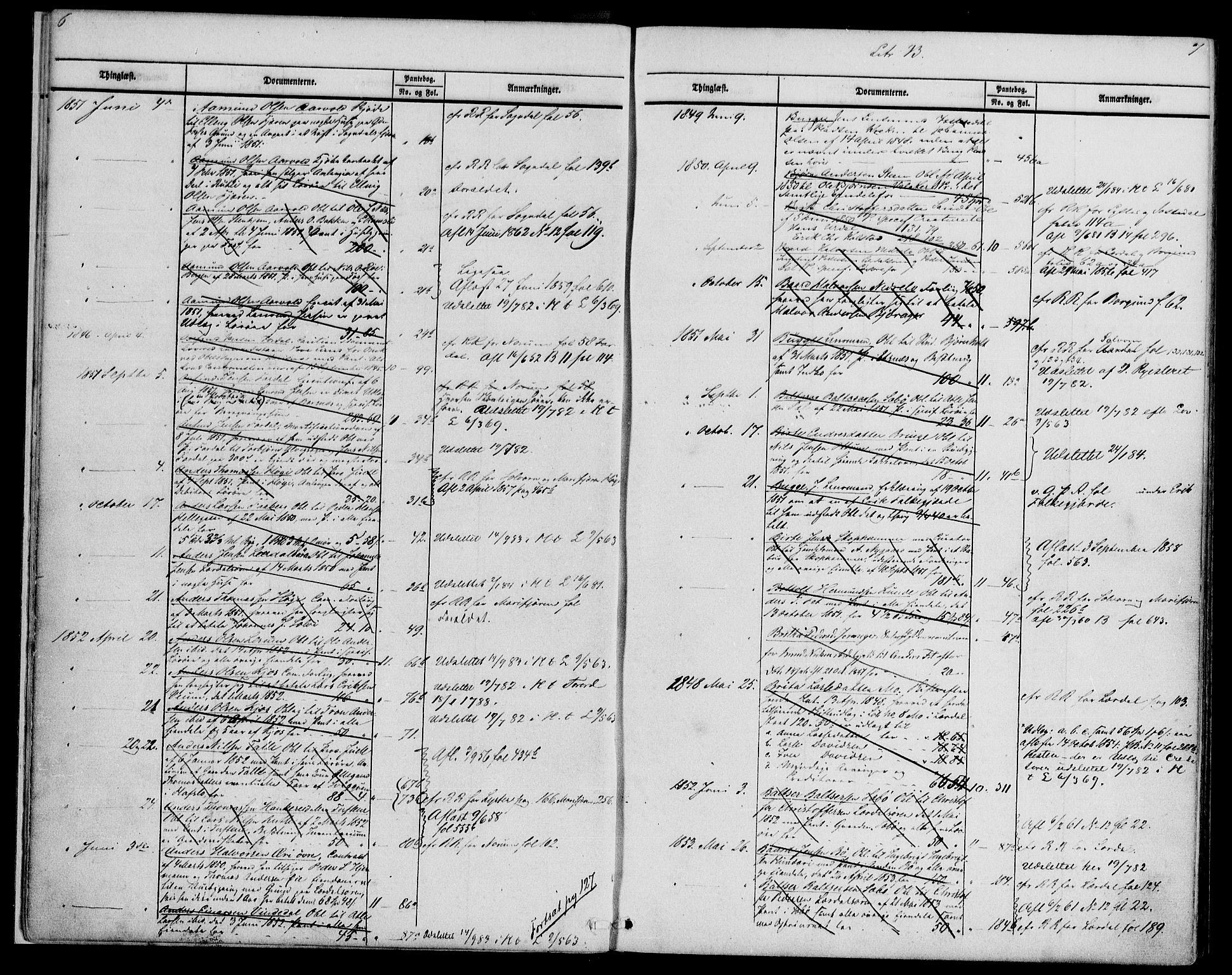 Indre Sogn tingrett, SAB/A-3301/1/G/Ga/Gae/L0002: Mortgage register no. II.A.e.2, 1849-1883, p. 6-7