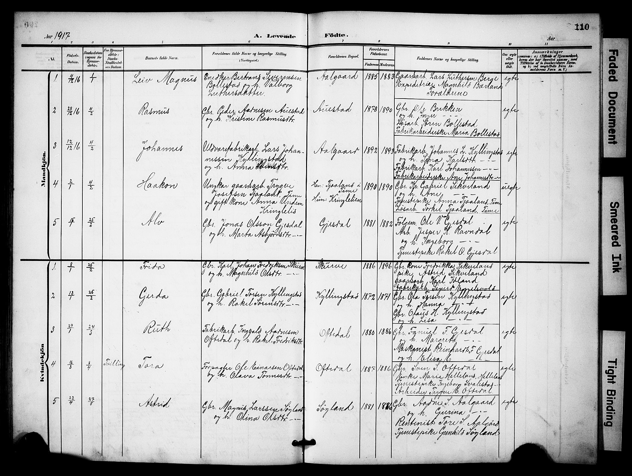 Lye sokneprestkontor, SAST/A-101794/001/30BB/L0009: Parish register (copy) no. B 9, 1902-1923, p. 110