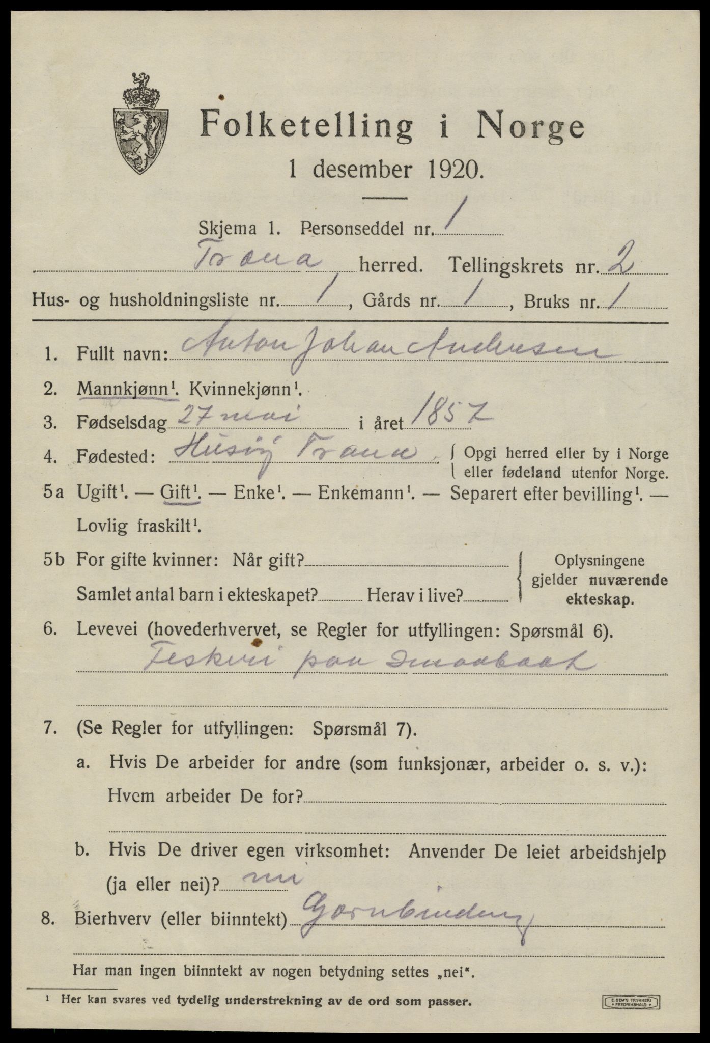 SAT, 1920 census for Træna, 1920, p. 420