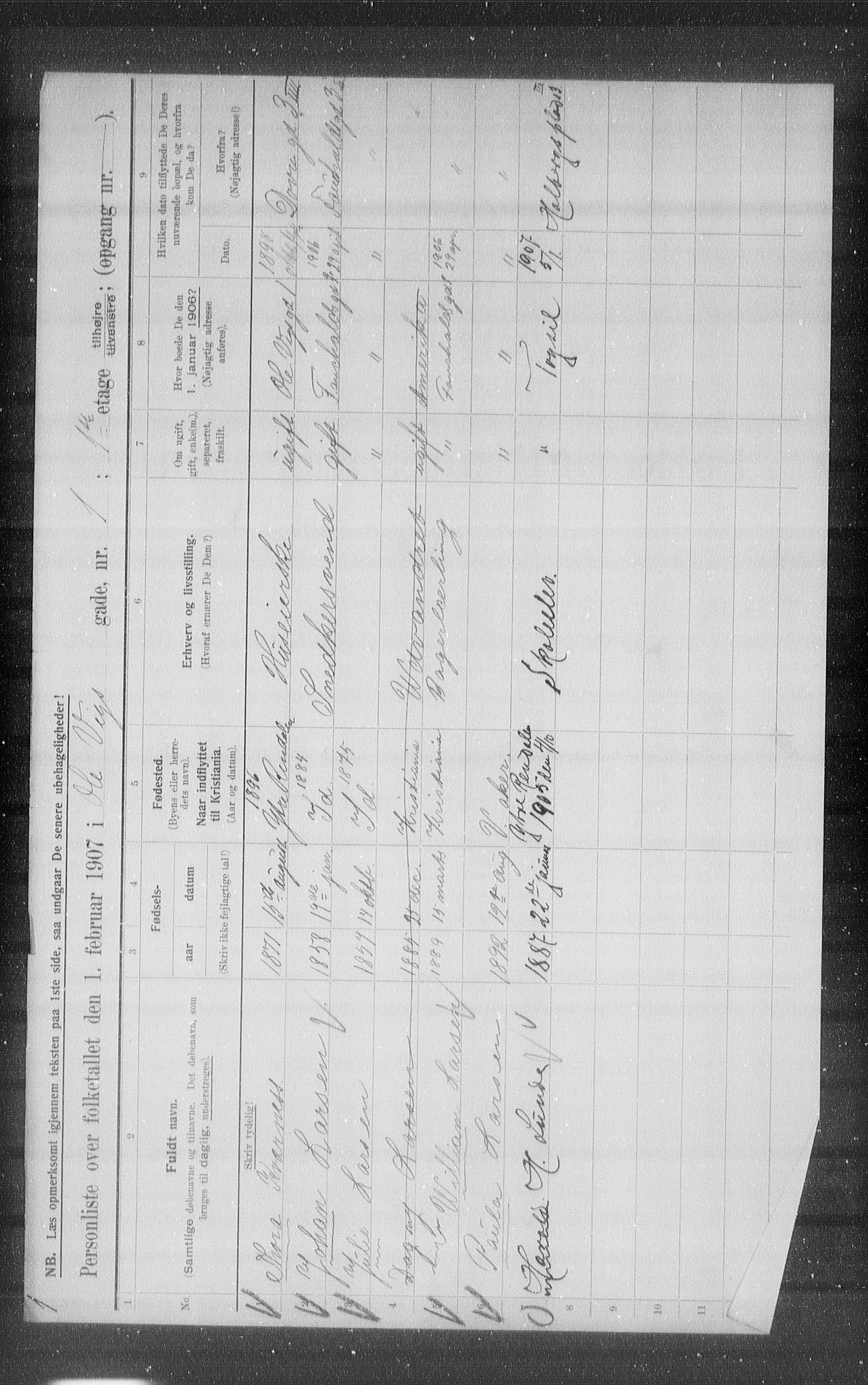 OBA, Municipal Census 1907 for Kristiania, 1907, p. 38635