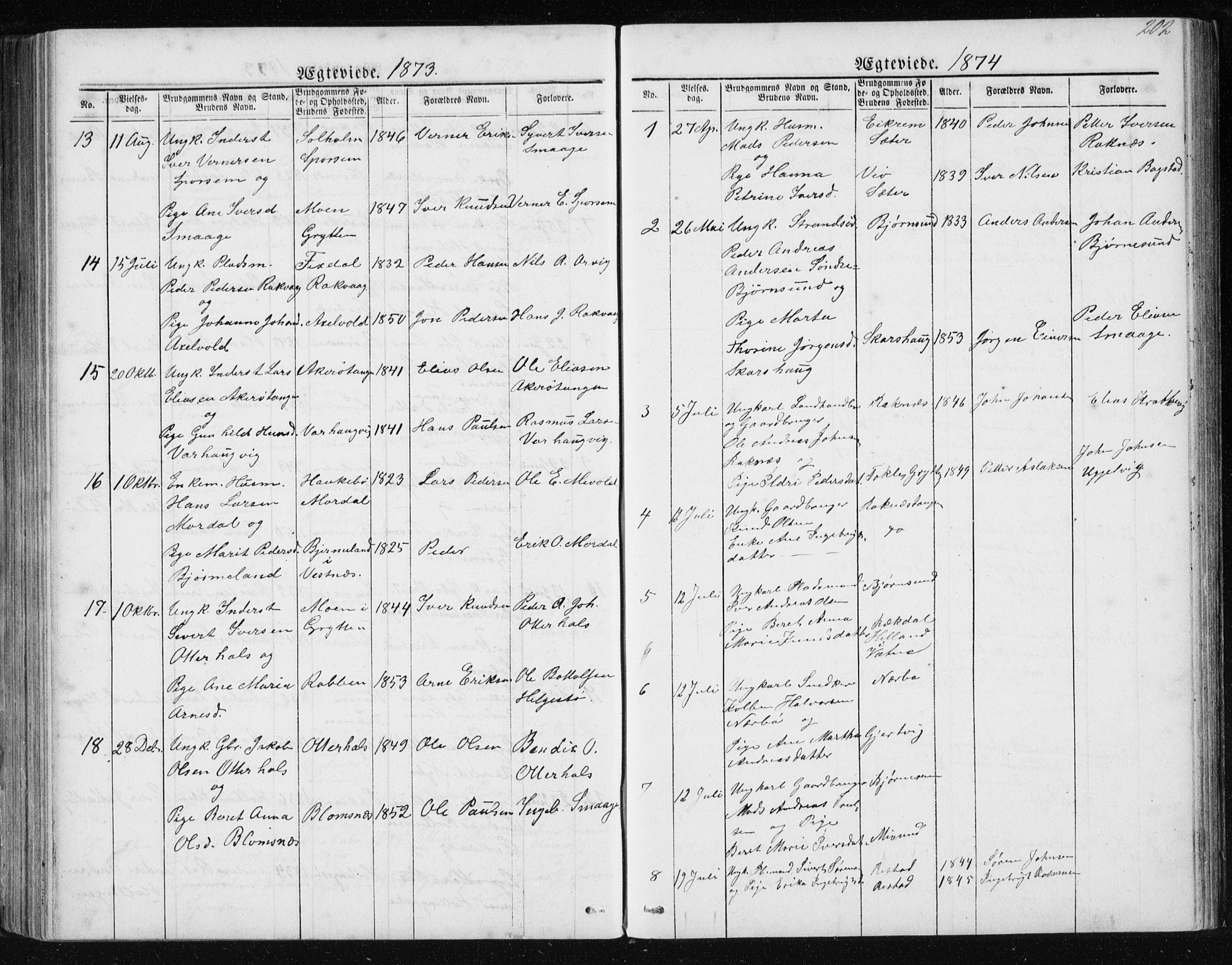 Ministerialprotokoller, klokkerbøker og fødselsregistre - Møre og Romsdal, SAT/A-1454/560/L0724: Parish register (copy) no. 560C01, 1867-1892, p. 202