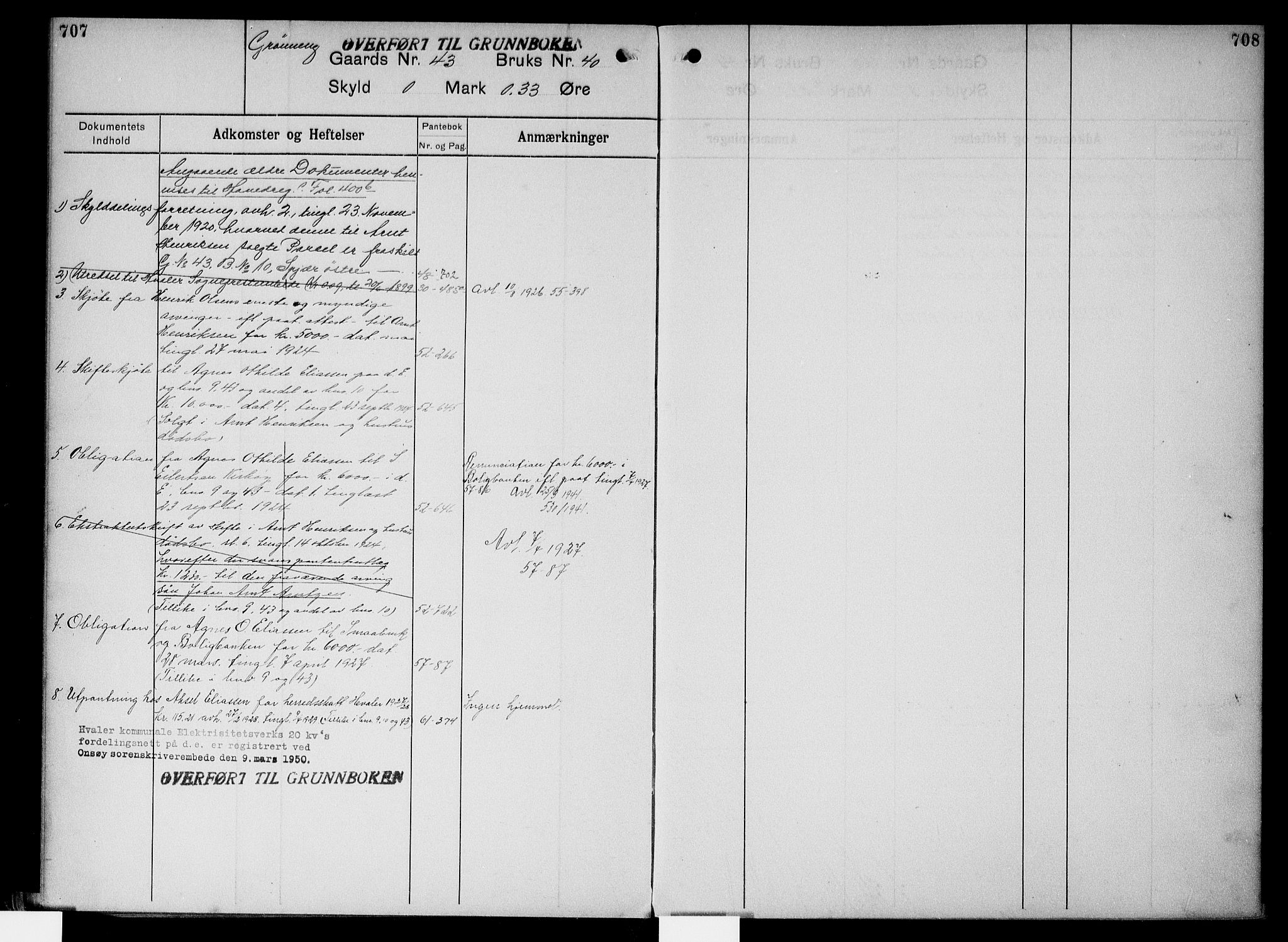Onsøy sorenskriveri, SAO/A-10474/G/Gb/Gbc/L0003: Mortgage register no. III 3, 1913, p. 707-708