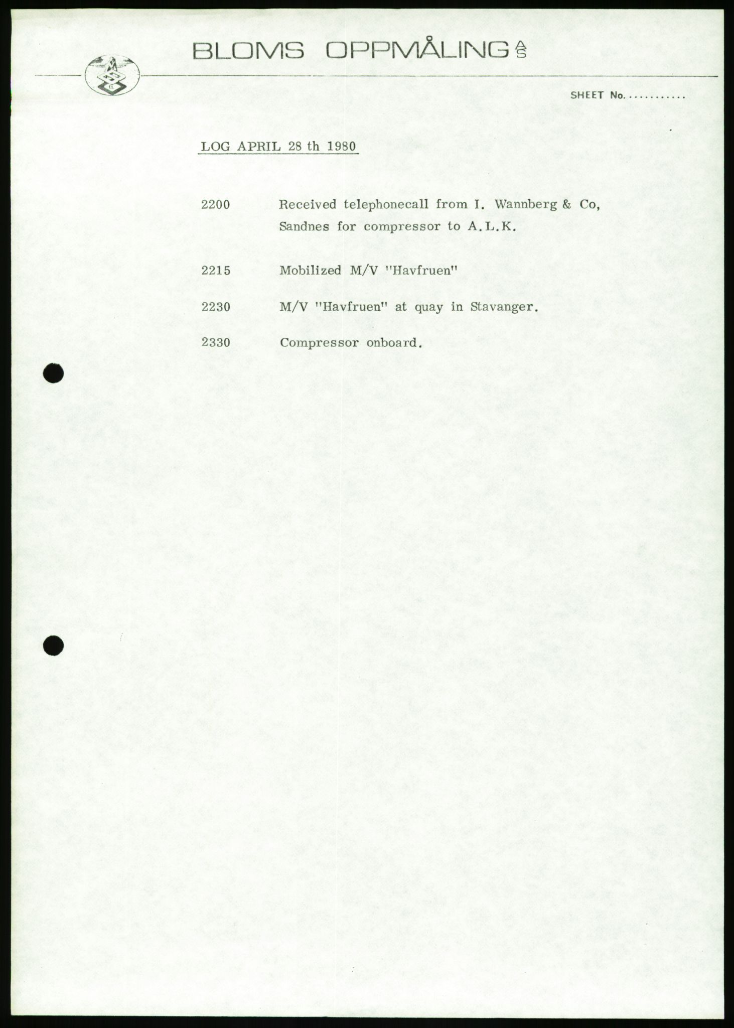 Pa 1503 - Stavanger Drilling AS, SAST/A-101906/Da/L0013: Alexander L. Kielland - Saks- og korrespondansearkiv, 1980, p. 245