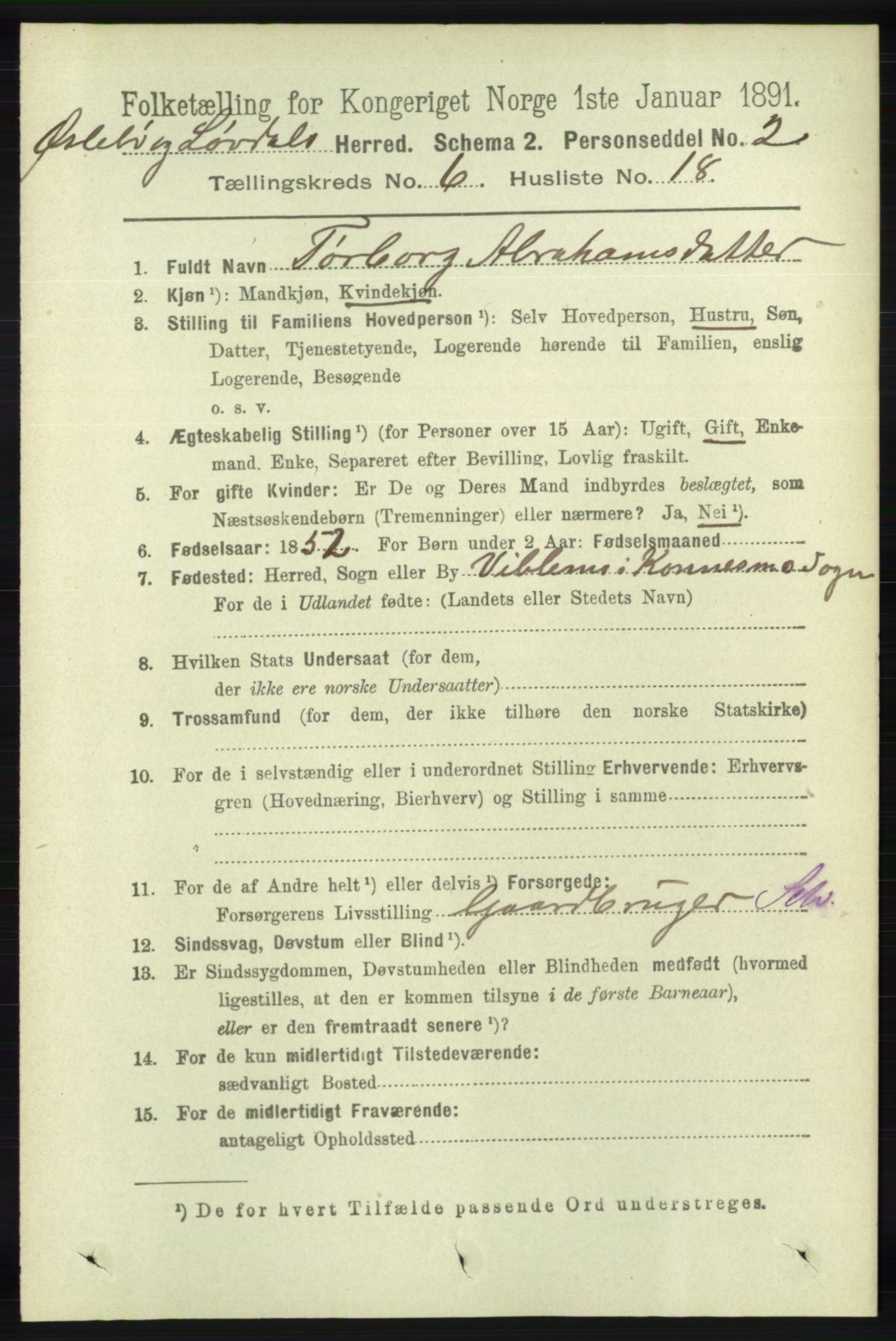 RA, 1891 census for 1021 Øyslebø og Laudal, 1891, p. 1760