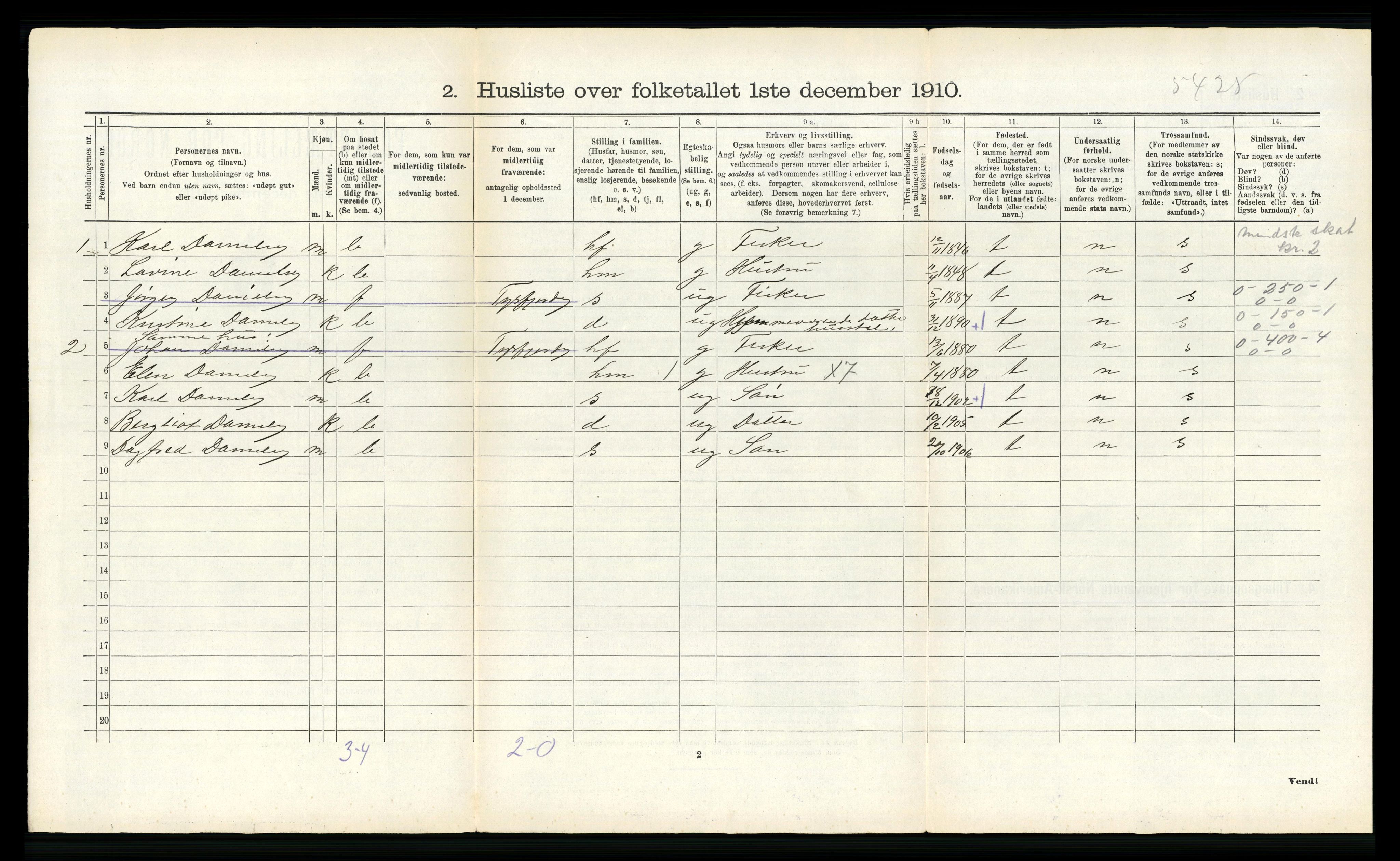 RA, 1910 census for Buksnes, 1910, p. 1173