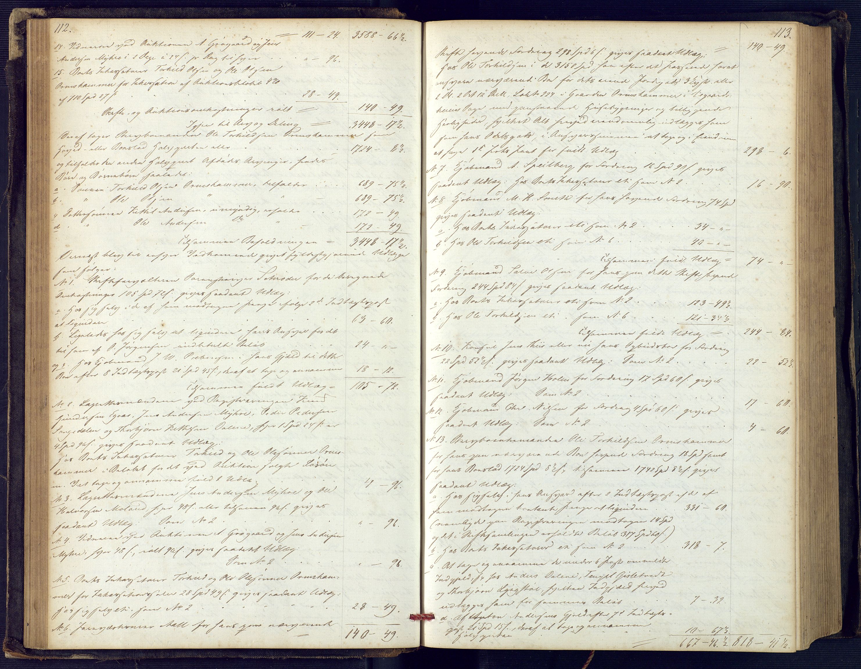 Holt sorenskriveri, SAK/1221-0002/H/Hc/L0029: Skifteutlodningsprotokoll nr. 4 med løst register, 1857-1862, p. 112-113