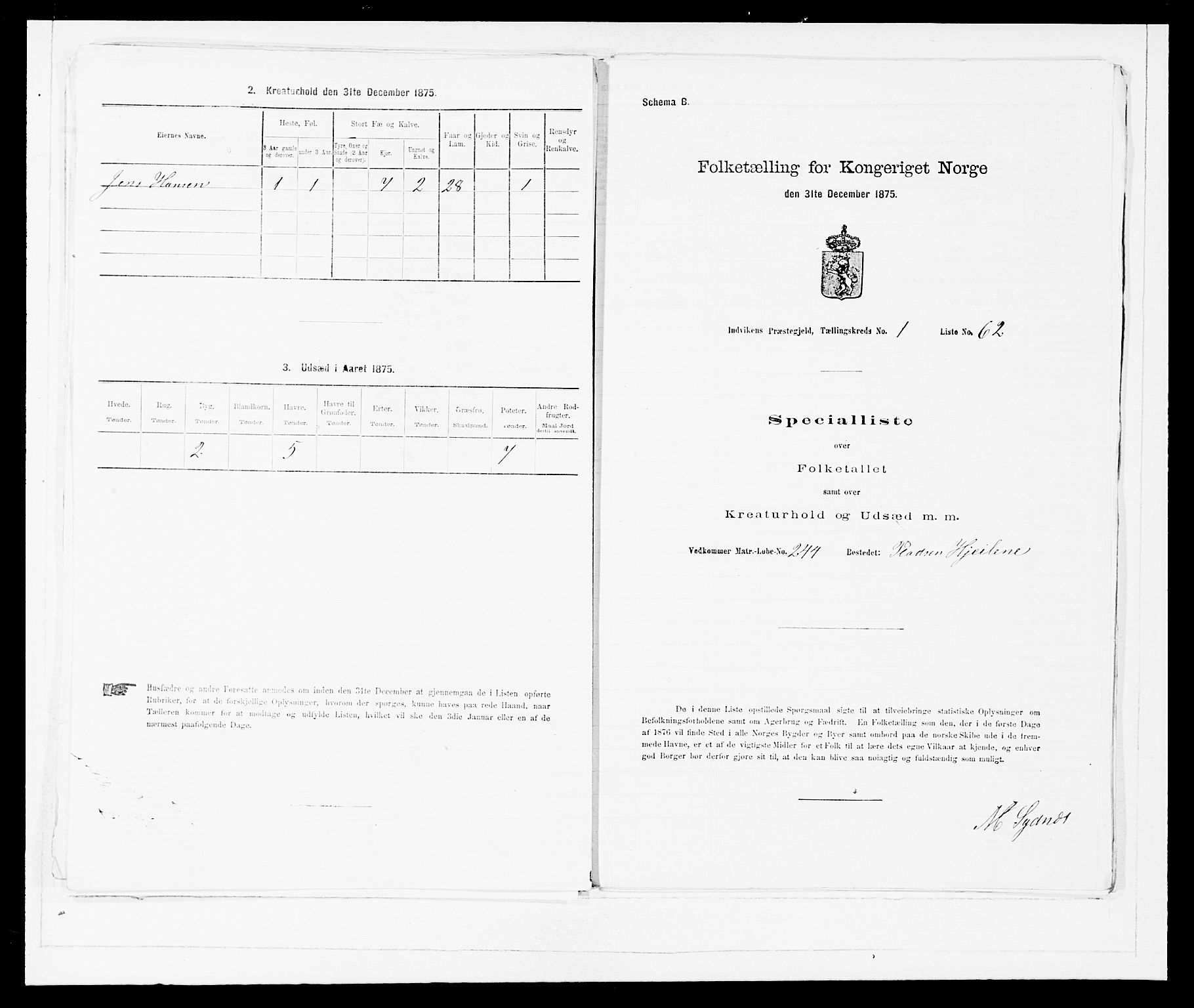 SAB, 1875 Census for 1447P Innvik, 1875, p. 145