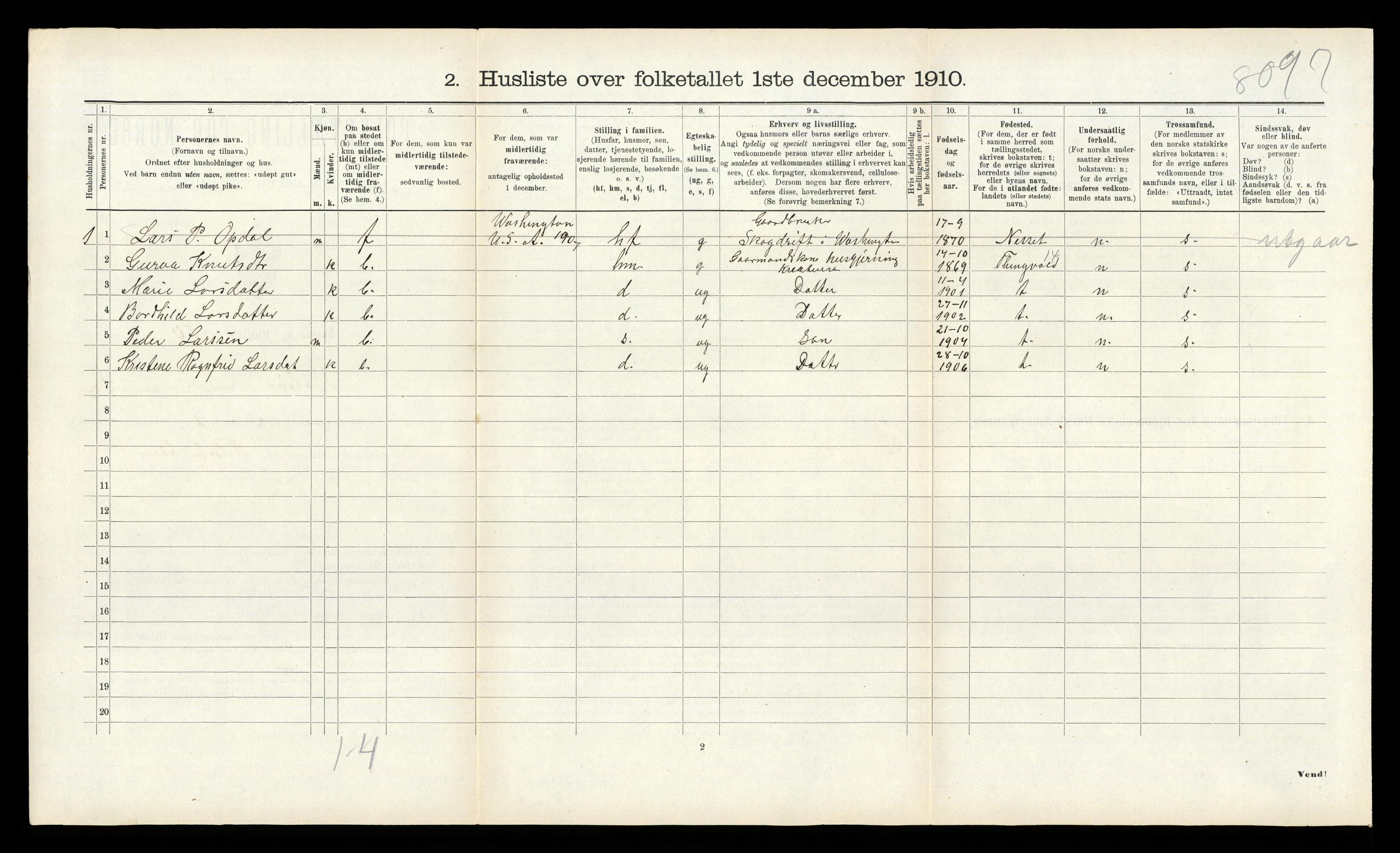 RA, 1910 census for Bolsøy, 1910, p. 1180